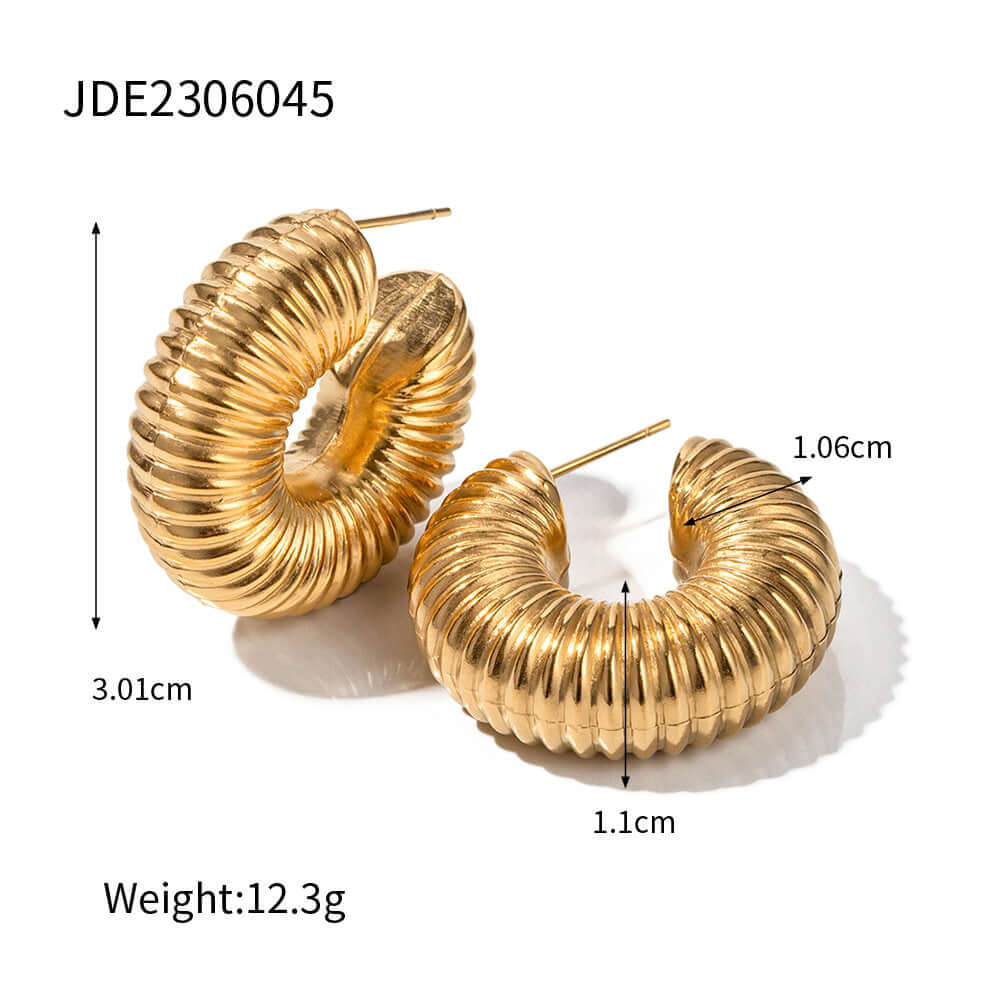 Spiral C Fat Hoop Earrings - Non Pierced Ear Climber Ear Cuff for Women | JDE2138 | Perfect for Parties, Weddings & Everyday Fashion Accessories