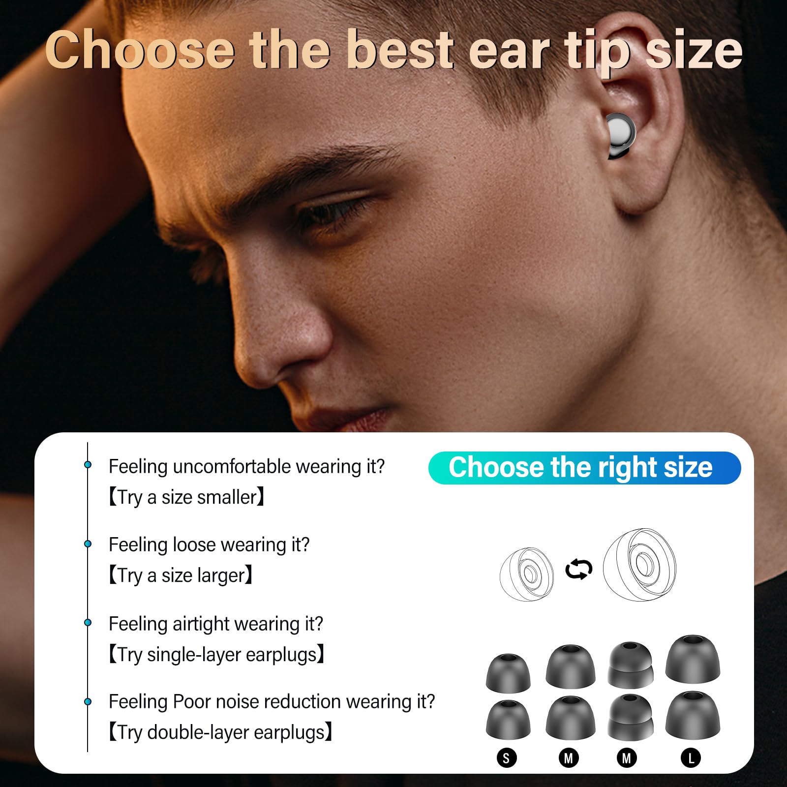 35dB Noise Reducing Silicone Ear Plugs - 4 Reusable Eartips & Travel Case Included - Clear Speech for Work, Study & Sleep - Black | Perfect for Office, Travel, Concerts & Nighttime Use