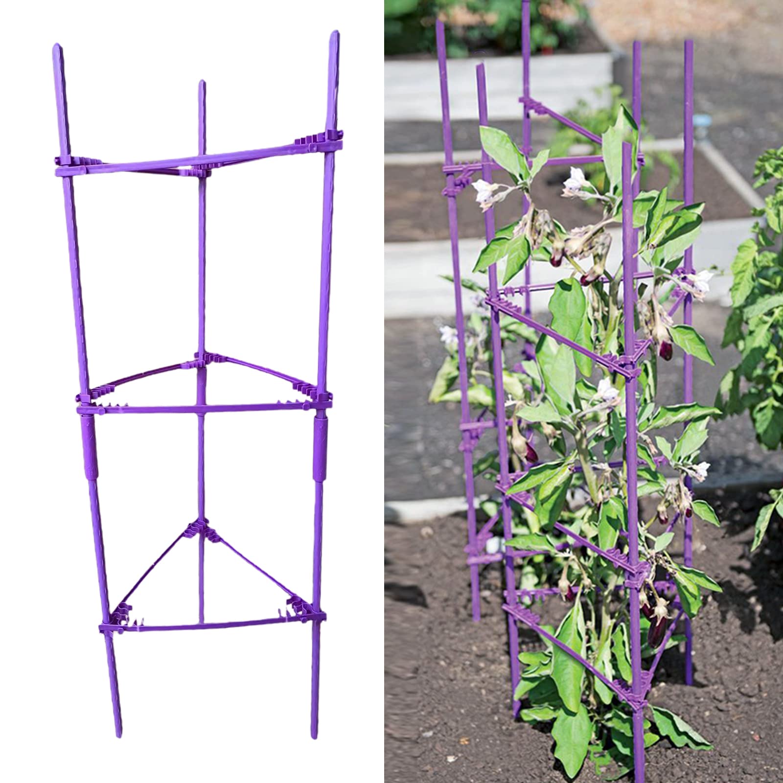 36 Pack Purple Expandable Tomato Cage Stake Arms - 11mm Diameter Garden Plant Support Connectors for Vegetables, Flowers & Vines | Perfect for Backyard Gardening & Greenhouse Plant Training