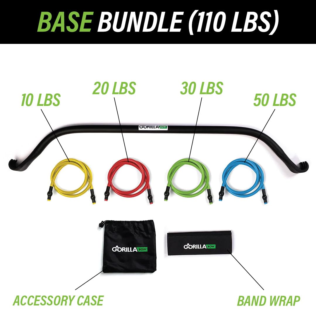 Gorilla Bow Original Portable Home Gym System - Resistance Bands & Bar for Full Body Workouts | Travel Fitness Equipment for Weightlifting & Strength Training | Perfect for Home, Office & Outdoor Exercise