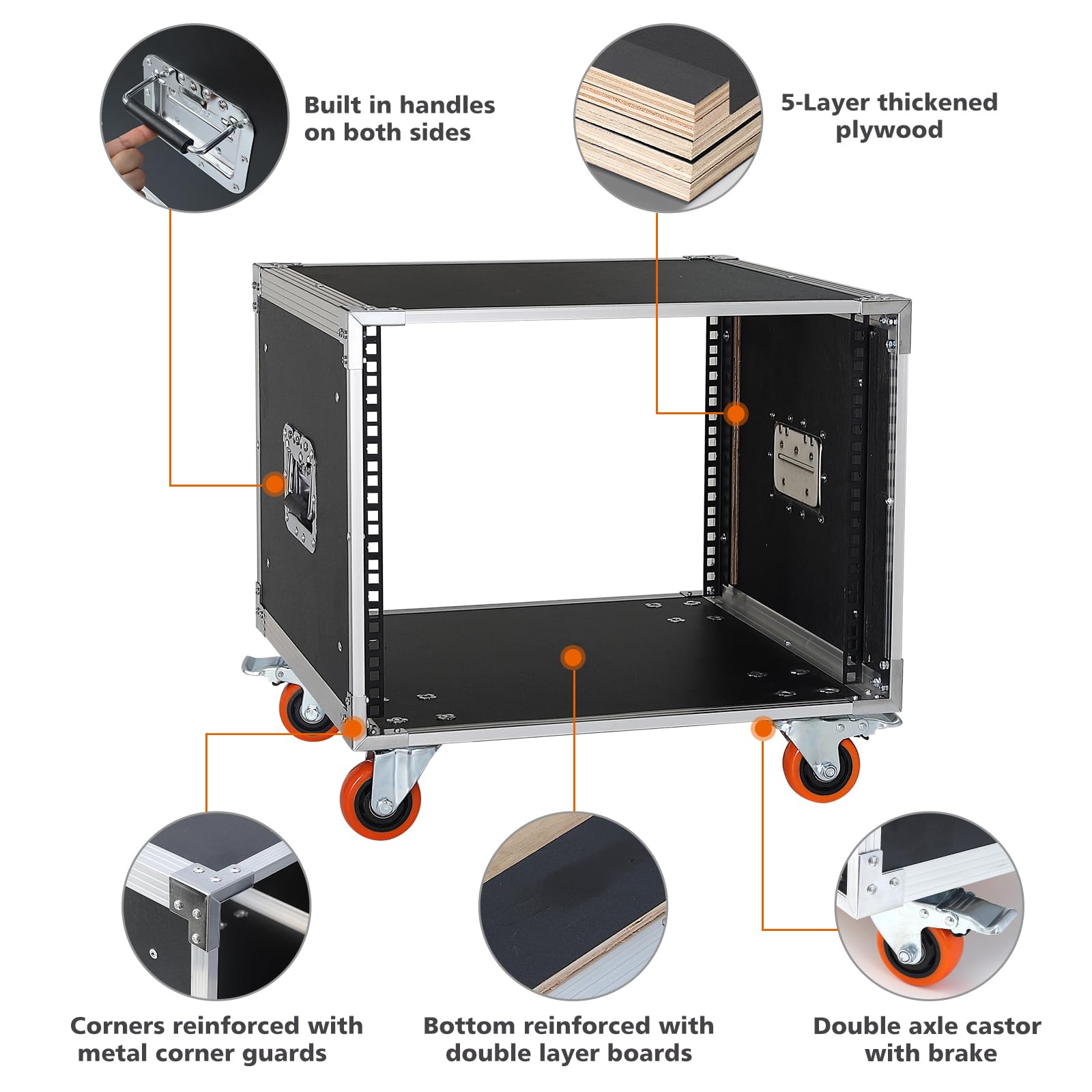 8U AV Gear Rack - 19 Inch Home Audio Video & IT Server Equipment Storage Cabinet with Wheels - Perfect for Studio, Stage, Data Center & Home Theater Organization