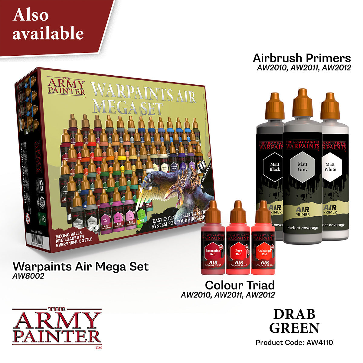 Warpaints Air: Drab Green Acrylic Paint for Miniatures & Models - Perfect for Warhammer, D&D, and Scale Model Painting
