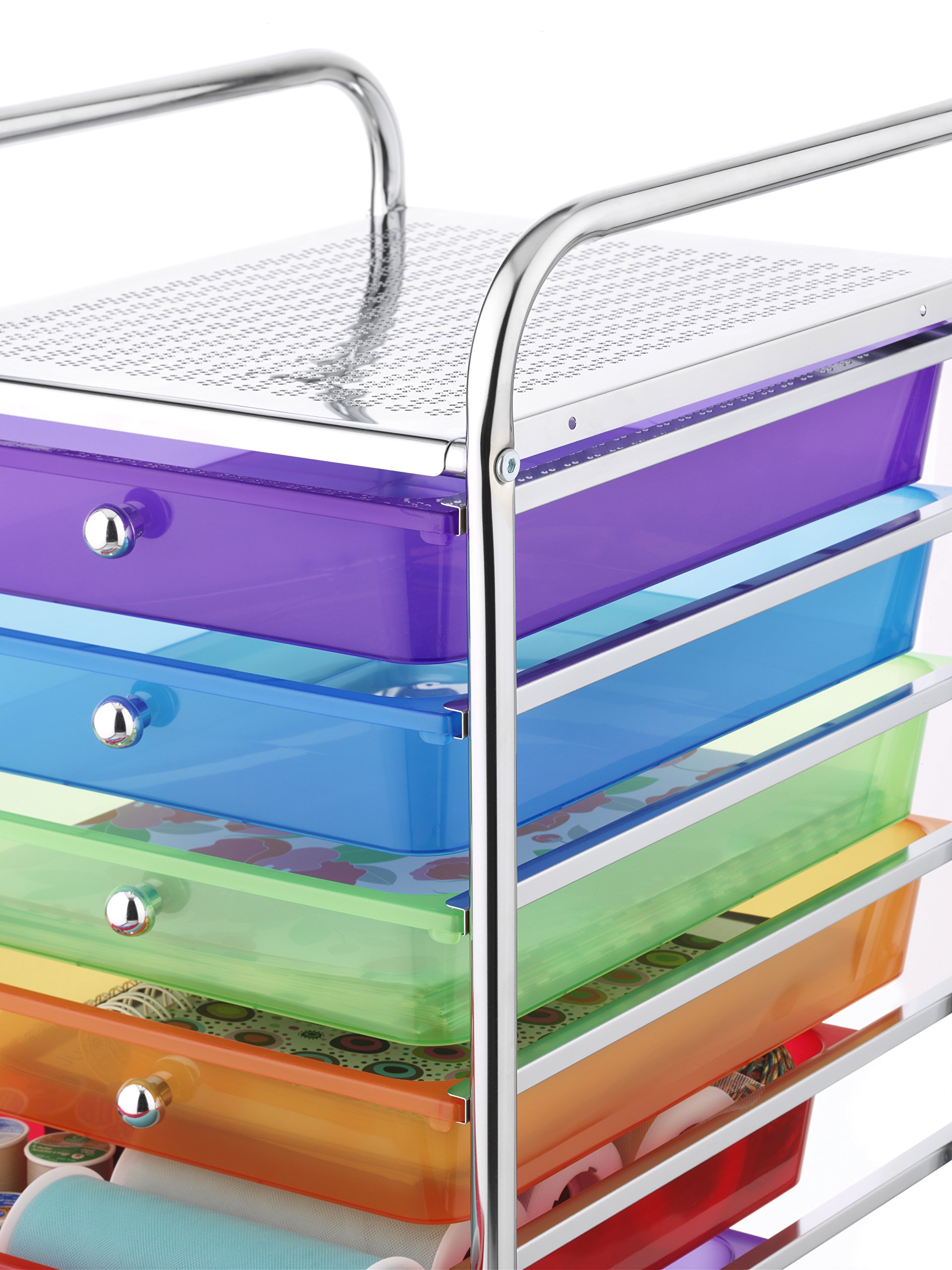 Whitmor 10-Drawer Rolling Craft Organizer Cart - Chrome Finish, 15.25