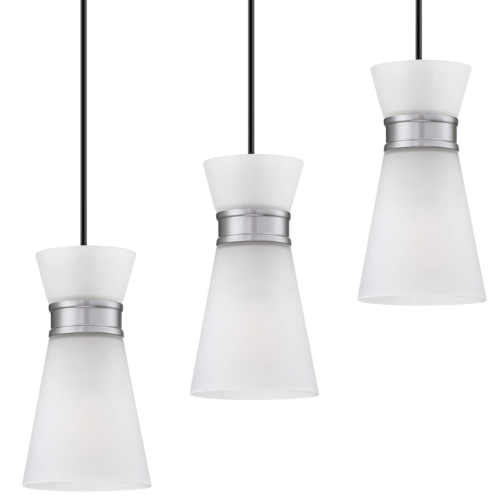 Dolaimy 1-Light Modern Cylindrical Pendant Light with Frosted Glass & Brushed Nickel Finish - Hanging Lighting Fixture for Kitchen Island, Dining Room, Bar, Sink Area | Perfect for Modern Home Decor & Restaurant Lighting