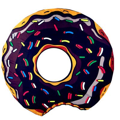 **MeterMall Round Chiffon Beach Towel - Lightweight 80g Outdoor Camping Mat, Quick-Dry & Soft for Beach, Pool, Picnic, Yoga - Black Doughnut Design**