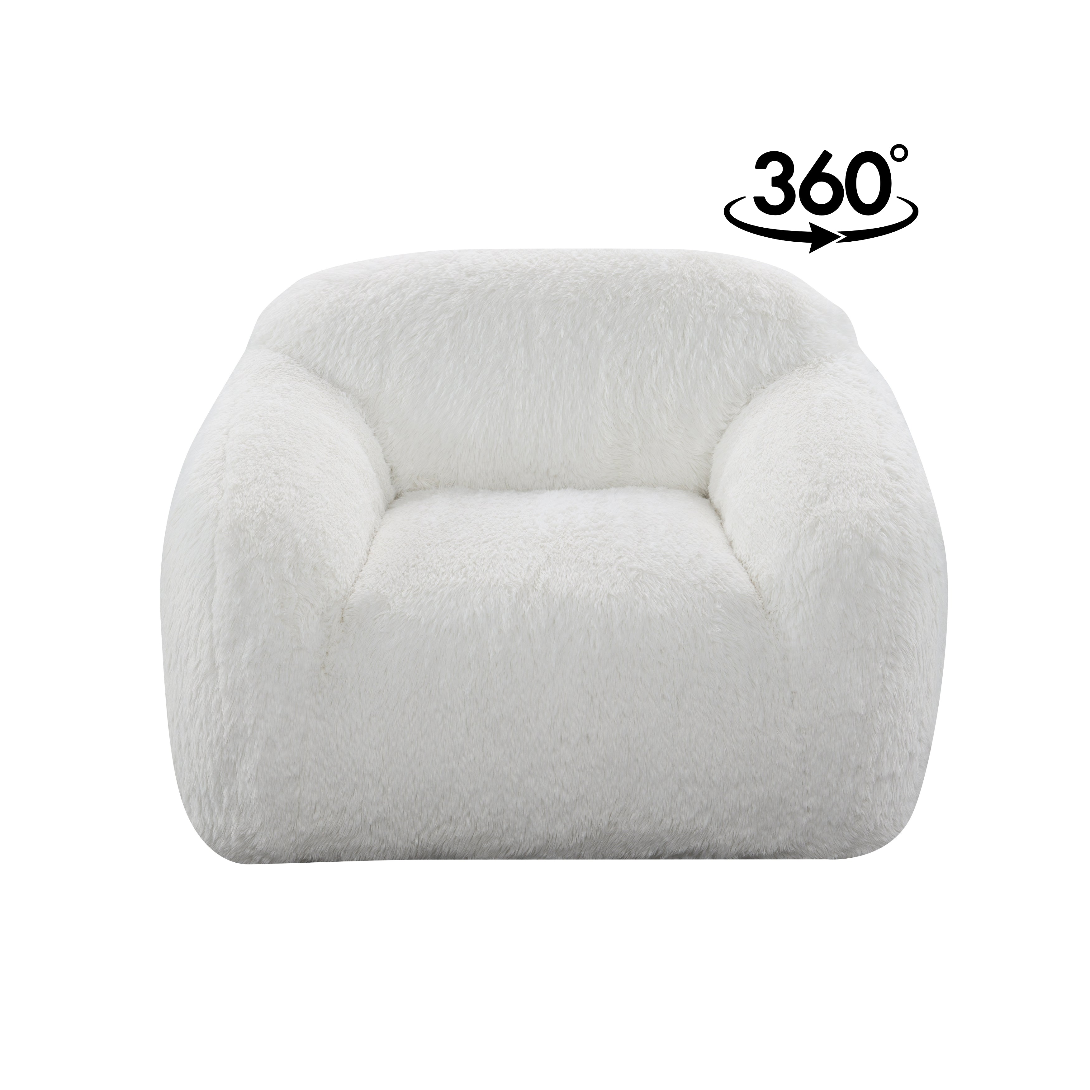 Roundhill Furniture Adell Polar Bear 2-Piece Living Room Set - Sofa & Swivel Chair for Cozy Home Decor | Perfect for Small Spaces, Apartments & Family Gatherings