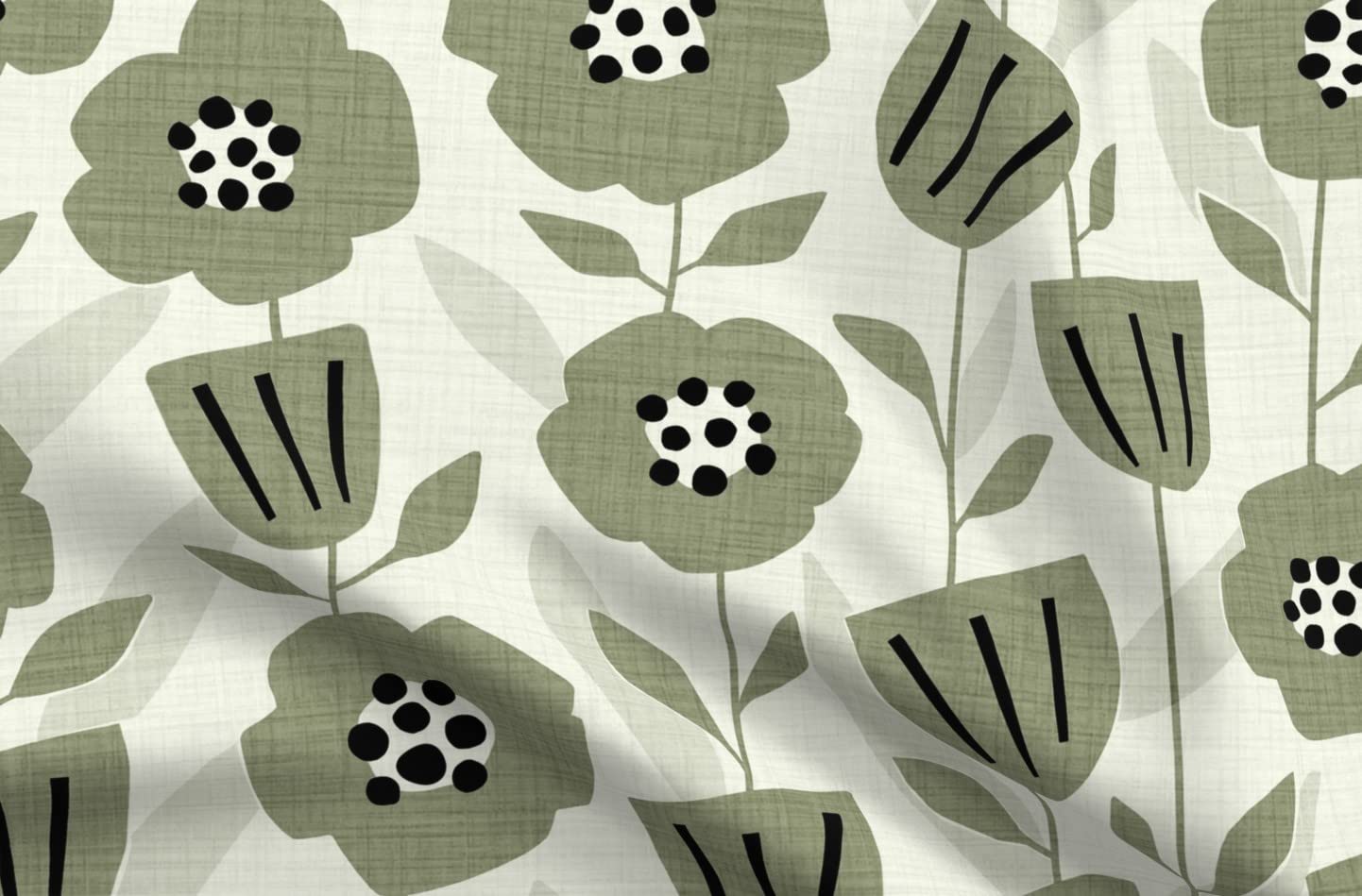 Mid Century Floral Neutral Botanical Earth Tone Elegant Garden Retro Printed Minky Fabric by The Yard - Soft Plush Material for Sewing Baby Blankets, Quilt Backing, Home Decor & DIY Crafts