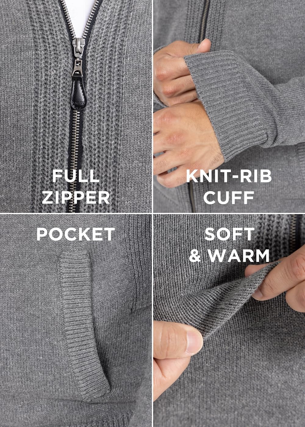X RAY Men's Slim Fit Zip Up Cardigan Sweater - Lightweight Knit Jacket for Spring & Fall (Big & Tall Sizes) | Casual Office Wear & Layering Outfits