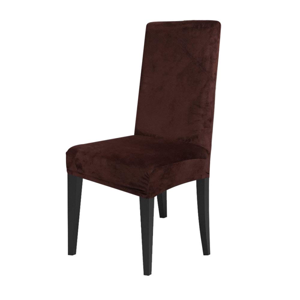 Velvet Dining Chair Covers - Spandex Elastic Stretch Slipcovers for Office, Wedding & Dining Room Chairs (Set of 4, Dark Coffee) - Perfect for Home Decor, Restaurant & Event Seating