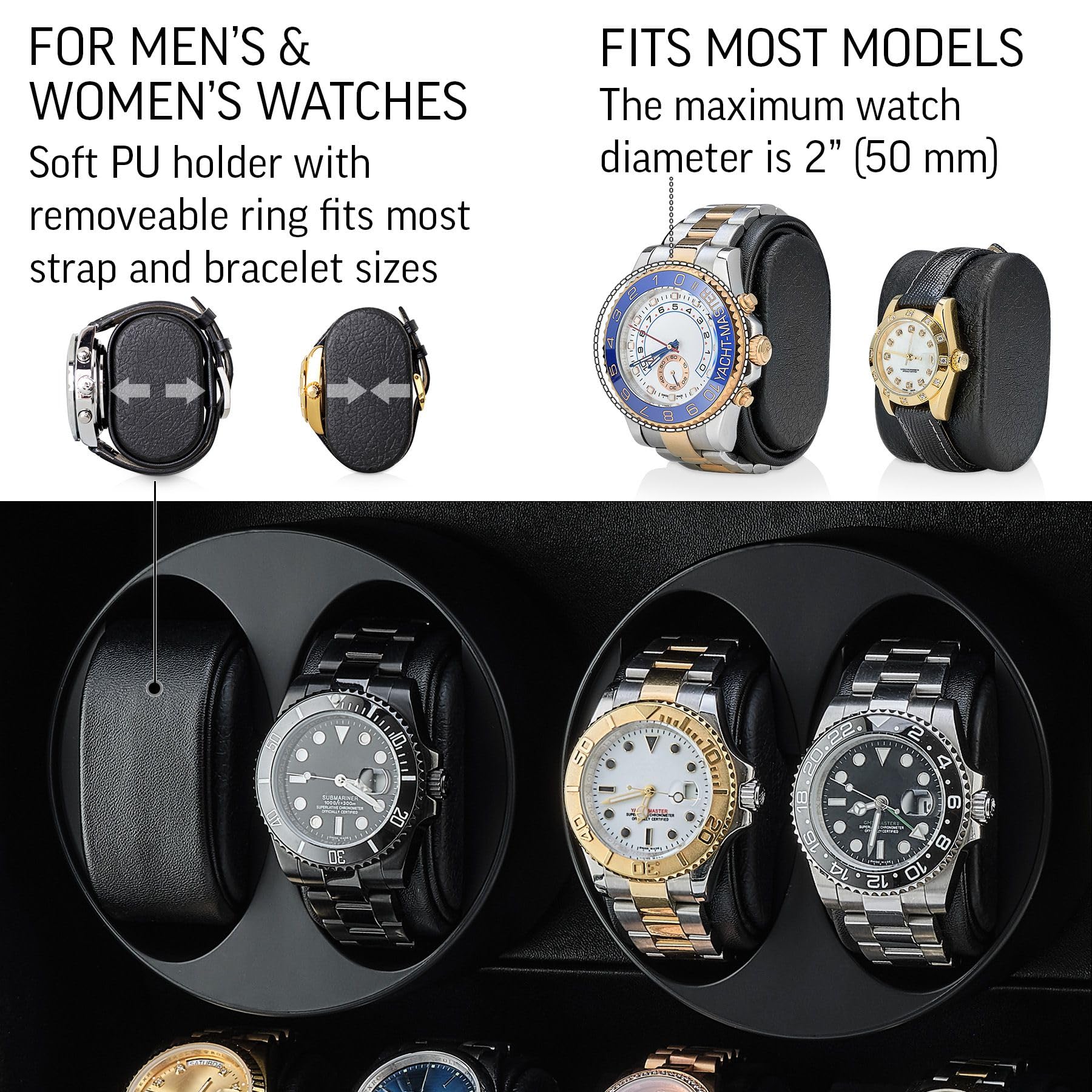 Premium TIMECUBE Watch Winder with 6 Storage Slots - Automatic Motor Stop, LED Display for Luxury Watch Collection | Perfect for Automatic Watches Storage & Display in Home or Office