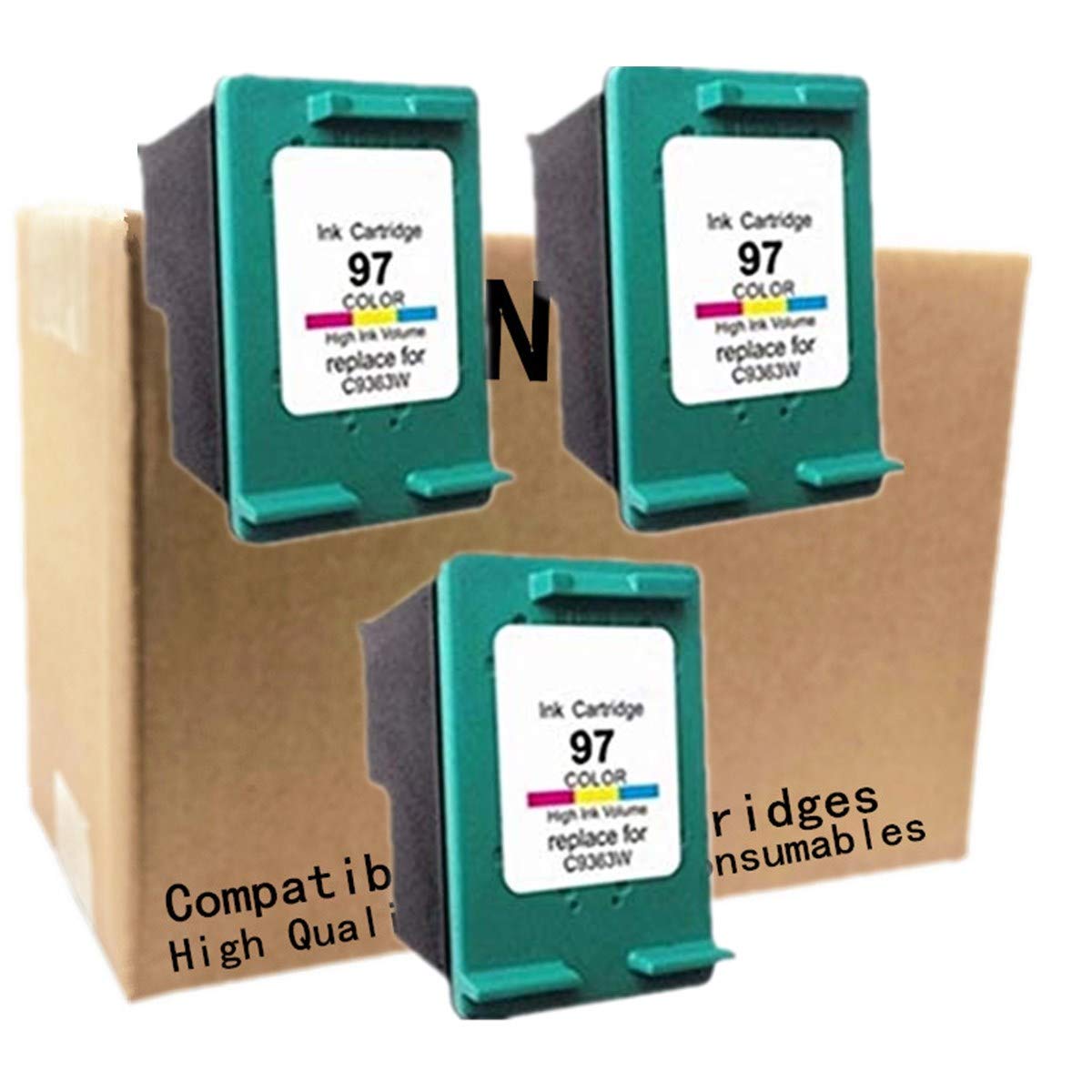 High-Quality Remanufactured HP 97 XL Ink Cartridges (3-Pack) - Compatible with HP 97XL, HP97, HP97XL, PSC 1610, 2355, Photosmart 325-475 & Officejet 6210 Printers - Perfect for Home, Office & School Printing Needs