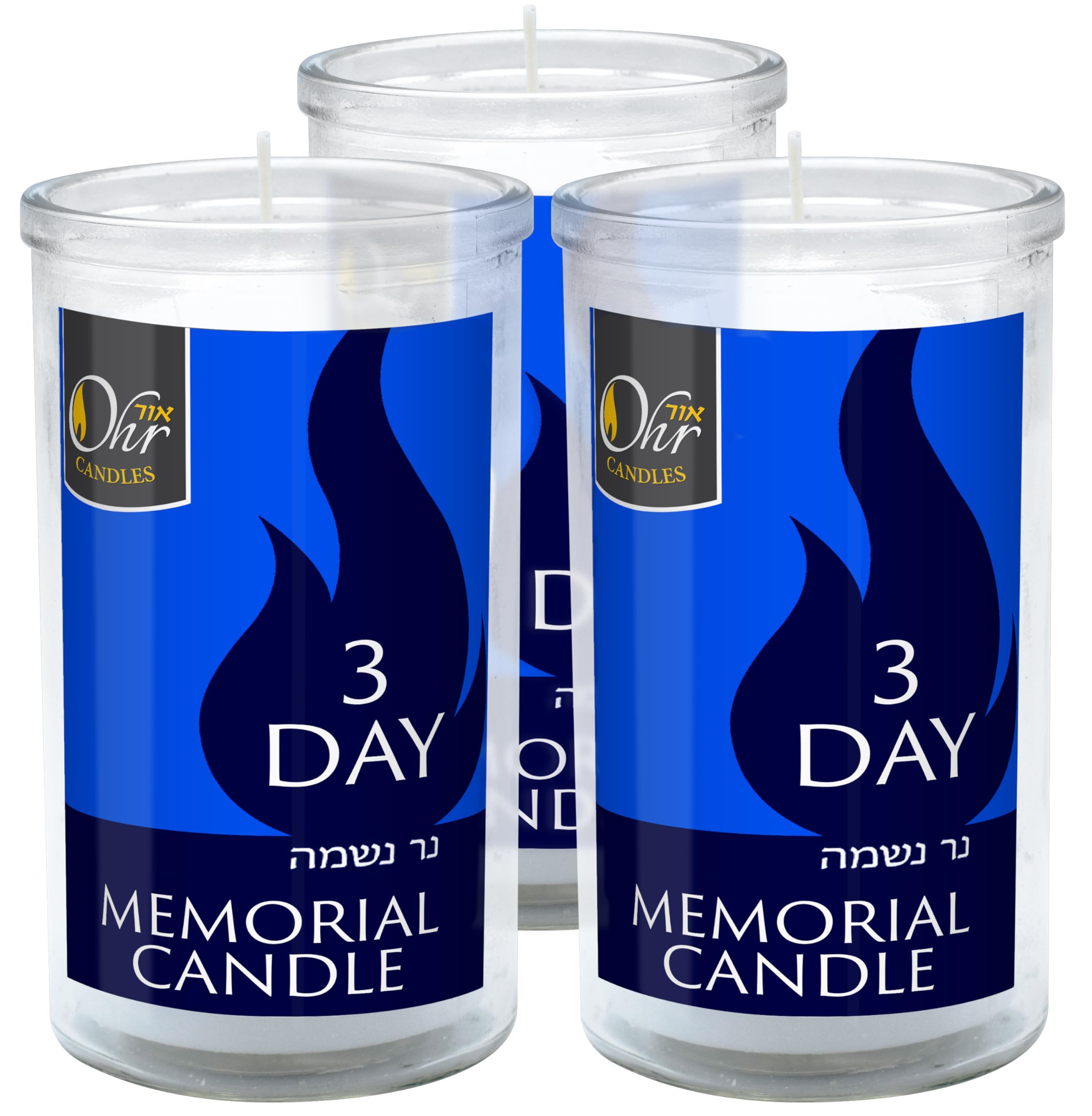 72-Hour Yahrzeit Memorial Candles - 3-Pack Jewish Memorial Candles for Yom Kippur & Remembrance in Glass Tumblers | Perfect for Synagogue, Home Memorials & Religious Ceremonies