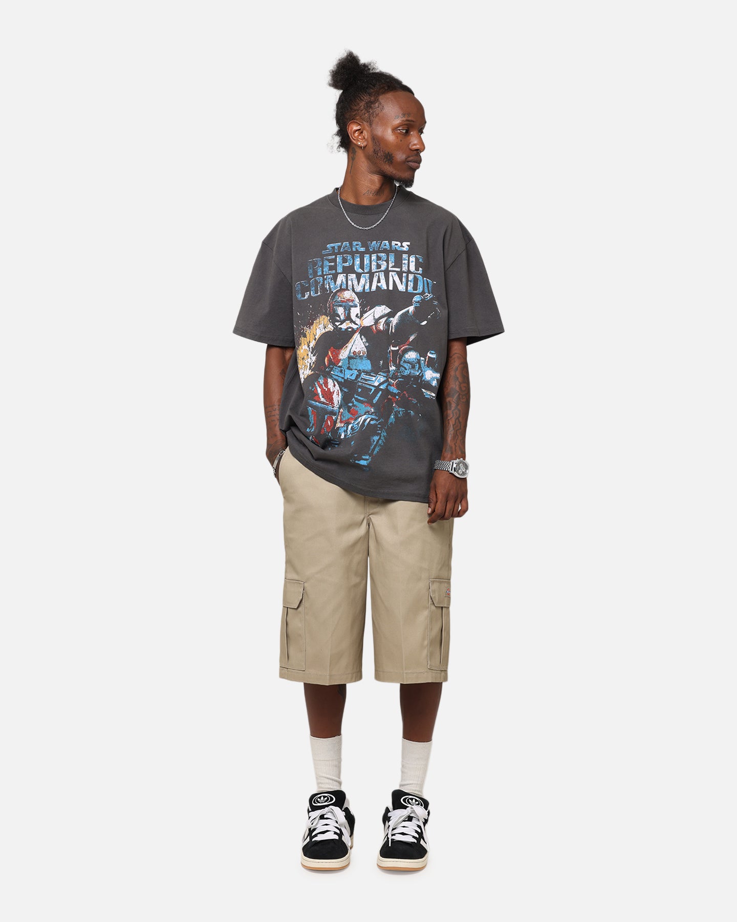 Star Wars Battlefront Republic Commando Heavy Graphic T-Shirt - Black Washed Vintage Style | Gaming Merchandise for Fans & Cosplay Enthusiasts