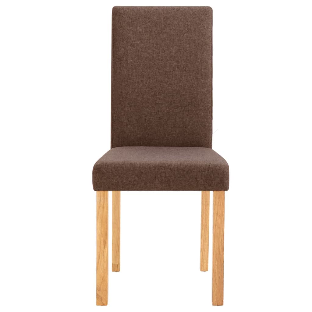 SKM Modern Dining Chairs Set of 2 - Brown Fabric Upholstered Kitchen Chairs with Sturdy Metal Legs for Dining Room, Kitchen, Breakfast Nook & Small Space