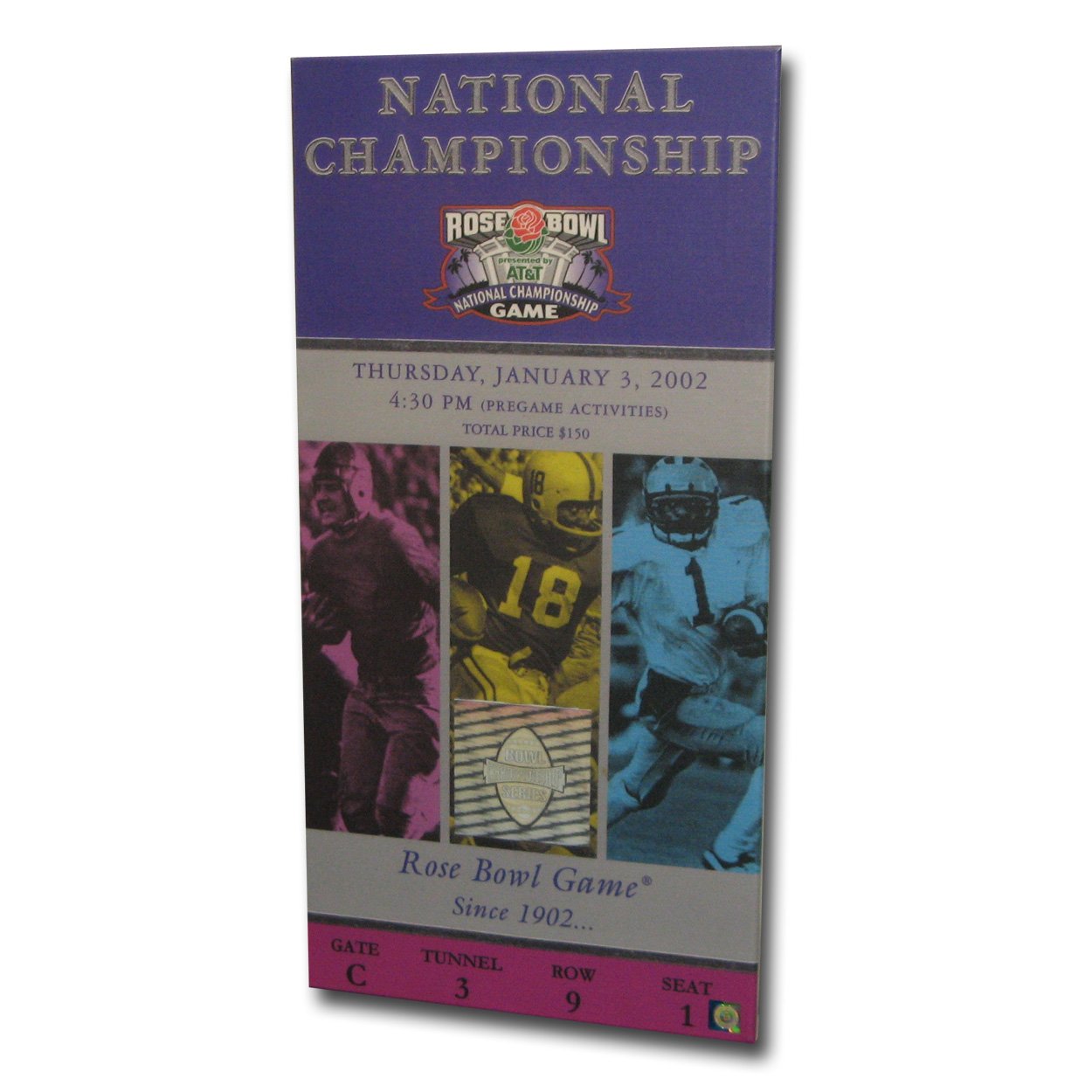 Official NCAA 2002 Rose Bowl Game Mega Ticket - Vintage College Football Collectible for Sports Memorabilia Fans & Game Room Decor