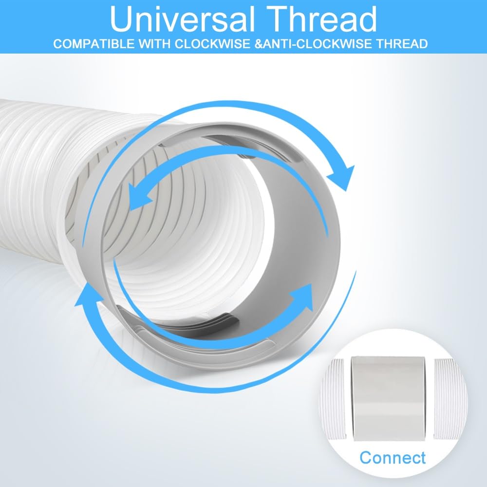 5.9 Inch Air Conditioner Hose Coupler - AC Hose Extension Connector for Portable AC Units (Clockwise & Counter-Clockwise Thread, Grey) - Perfect for Home, Office, RV & Camping Cooling Solutions