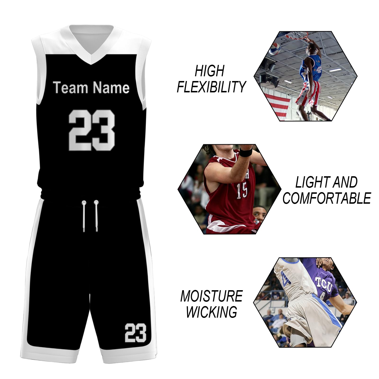 Custom Basketball Jerseys - Personalized NBA Style Uniforms for Men, Women & Kids - Perfect for Games, Team Sports & Fan Gear