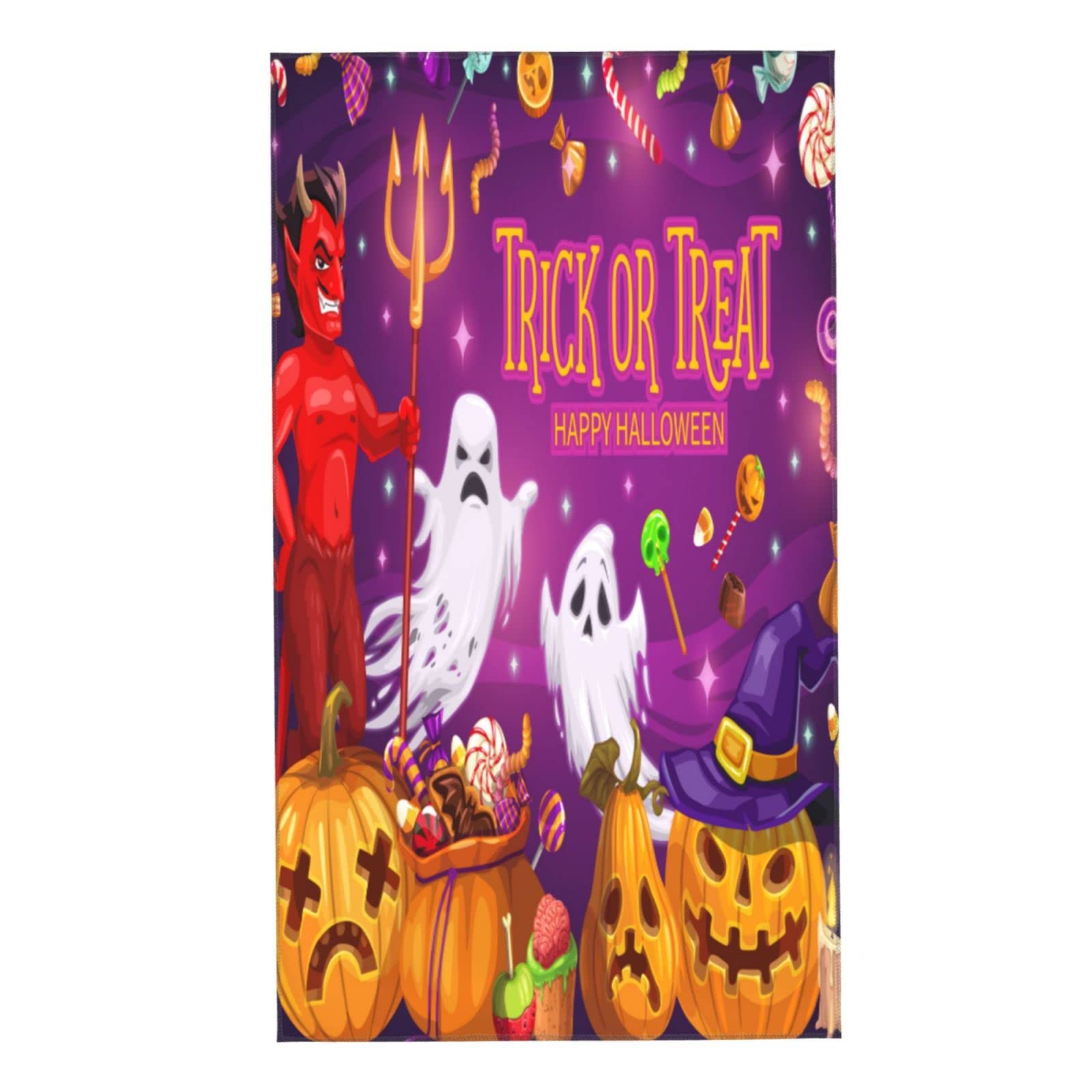 Halloween Devil Ghost Pumpkin Hand Towel - Soft Absorbent Bath & Kitchen Dish Towels - 27.5x15.7 Inch Halloween Decor, Housewarming Gift for Bathroom, Kitchen & Party Decorations