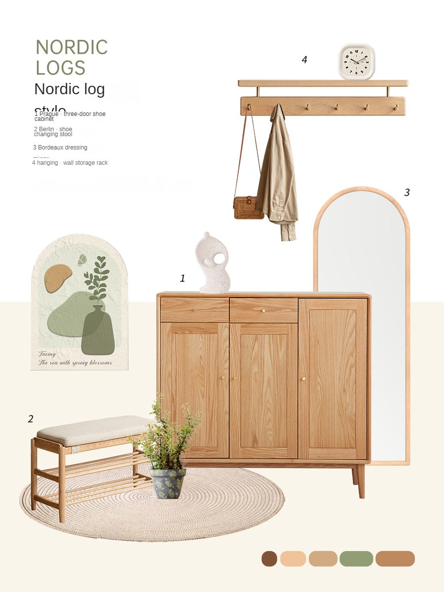 **Solid Oak Wood Shoe Storage Cabinet - Organize Shoes, Boots & Accessories | Perfect for Entryway, Bedroom & Closet Organization**