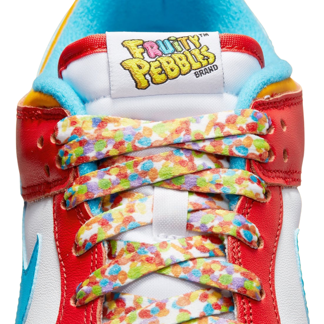 Nike Dunk Low x LeBron James Fruity Pebbles Sneakers - Habanero Red, Laser Blue & White Colorway - Basketball Shoes for Men, Streetwear Fashion & Casual Wear