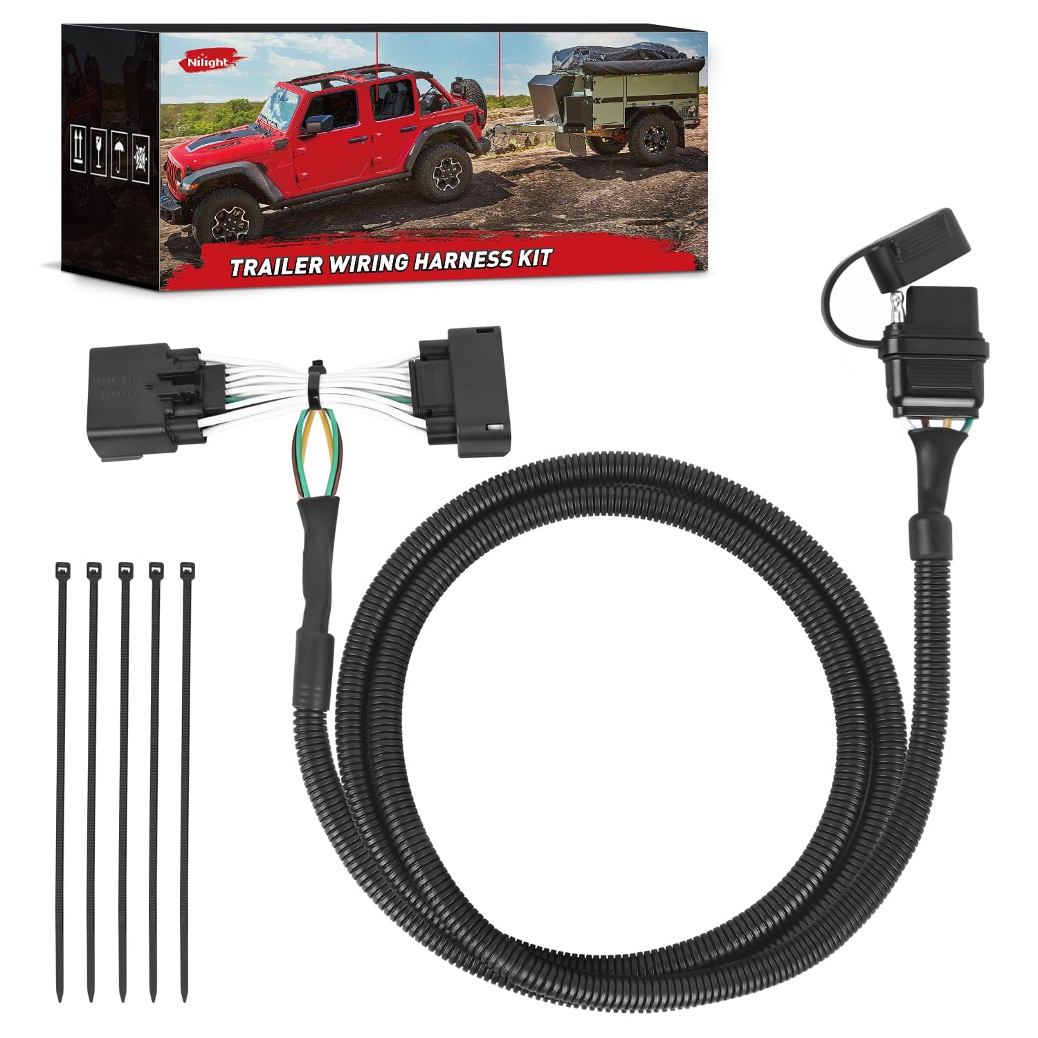 4 Pin Trailer Wiring Harness Kit for 2011-2019 Ford Explorer - Vehicle Side Custom Connector 56172 - Perfect for Towing Trailers, Boats & Campers