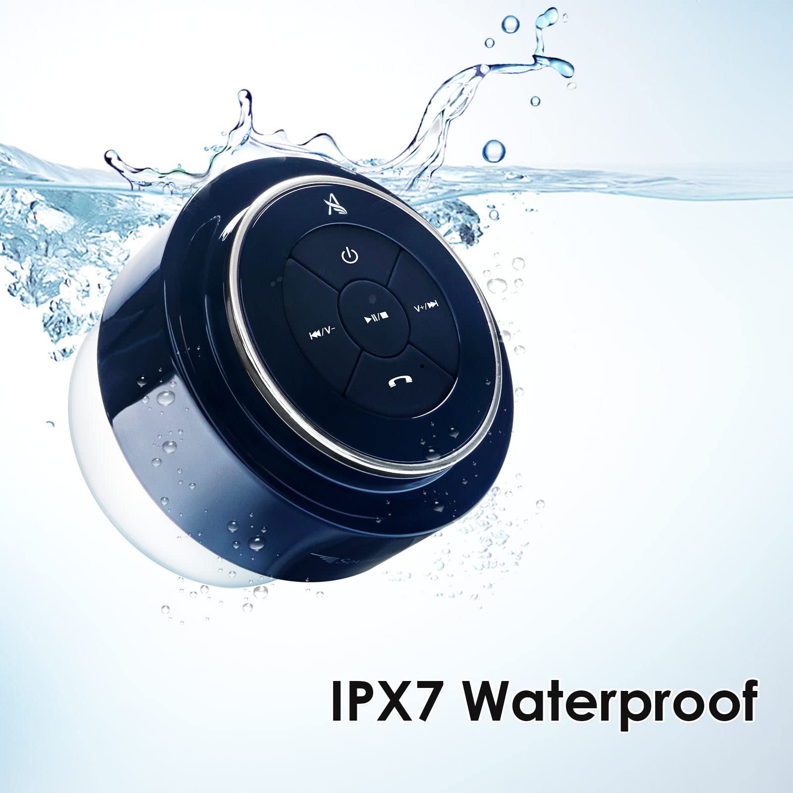 XLEADER IPX7 Waterproof Bluetooth Shower Speaker with Suction Cup - Wireless Portable Speaker with Crystal Clear Sound, Built-in Mic for Phone & Tablet - Perfect for Bathroom, Pool, Beach & Outdoor Activities