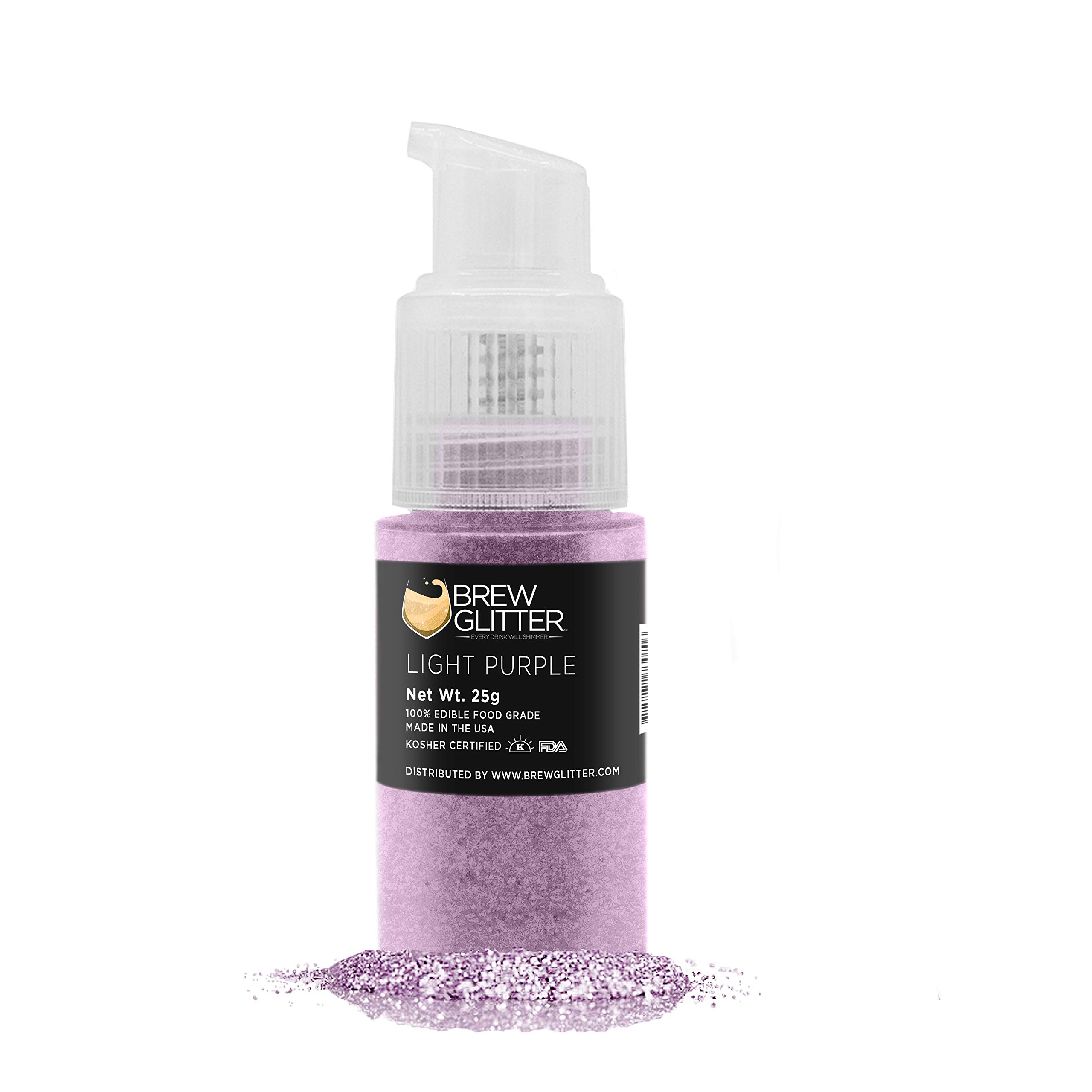 Light Purple Edible Glitter for Drinks - Brew Glitter Food Grade Sparkles for Cocktails, Beer & Beverage Garnish | KOSHER & HALAL Certified | 100% Vegan, Gluten & Nut Free (25g Spray Pump) | Perfect for Birthday Parties, Wedding Toasts & Bar Decorations