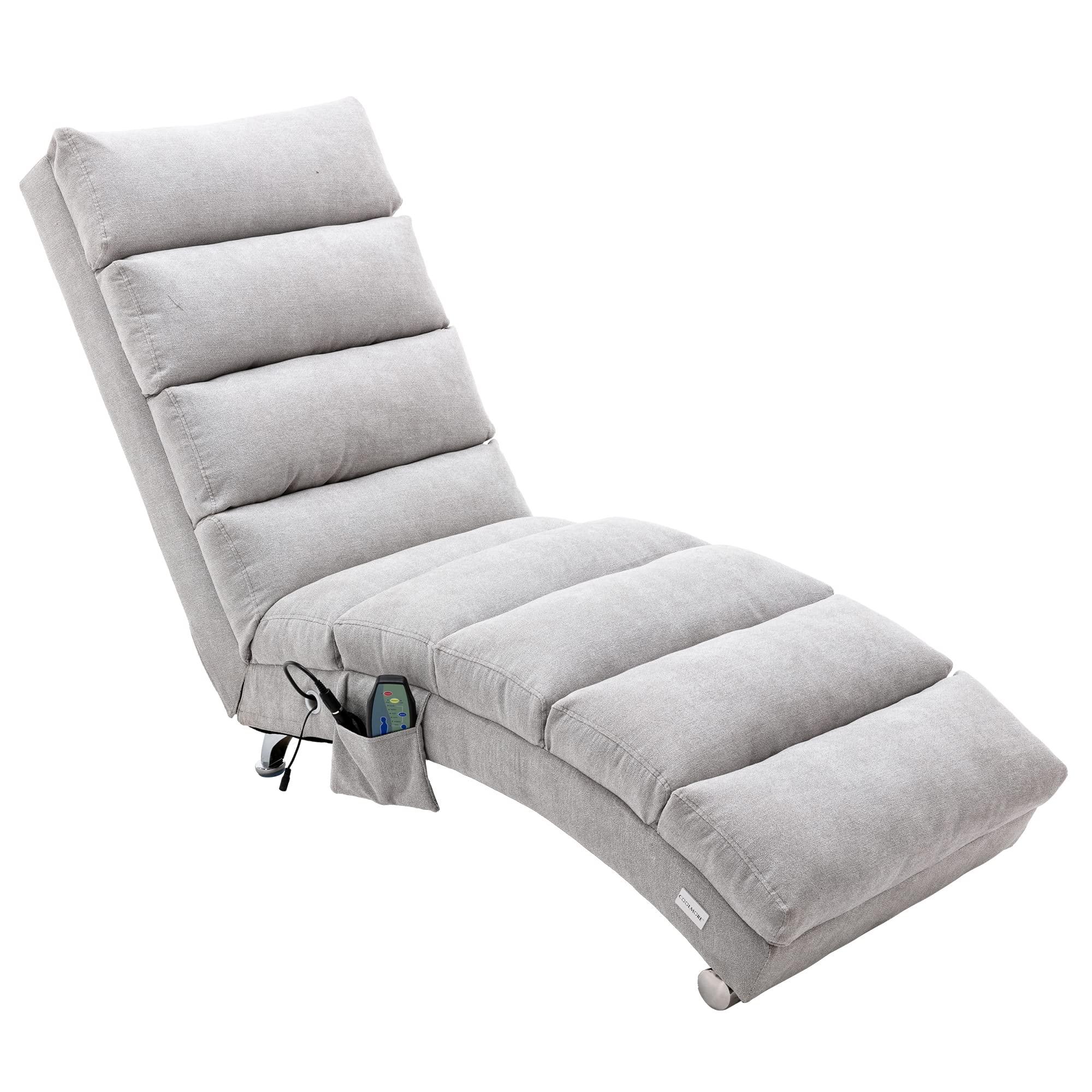Premium Electric Massage Recliner Chair - Modern Linen Upholstered Chaise Lounge with Sleeper Function | Adjustable Comfort for Office, Bedroom & Living Room | Light Gray Home Spa & Relaxation Furniture