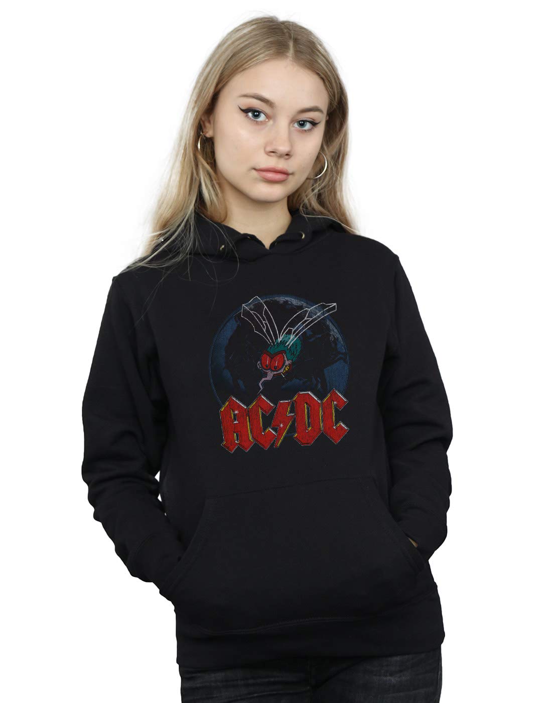 AC/DC Women's Fly On The Wall Hoodie - Rock Band Merchandise, Vintage Style Pullover Sweatshirt for Concerts & Casual Wear