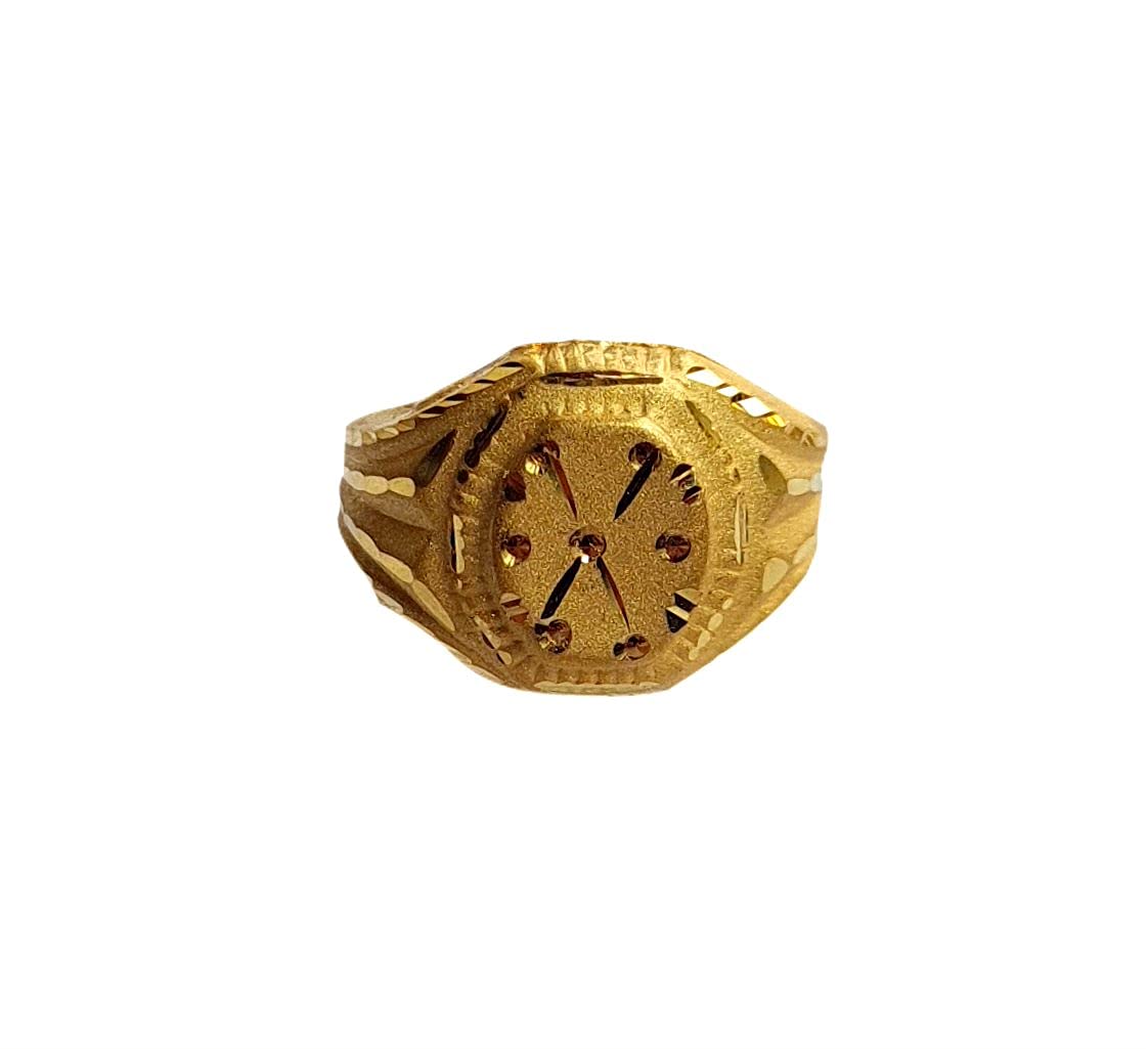 22K/18K Solid Gold Kids Ring - Certified Fine Yellow Gold Carved Design Jewelry for Baby Boys & Girls (Size A) - Perfect Gift for Birthdays, Christenings & Everyday Wear