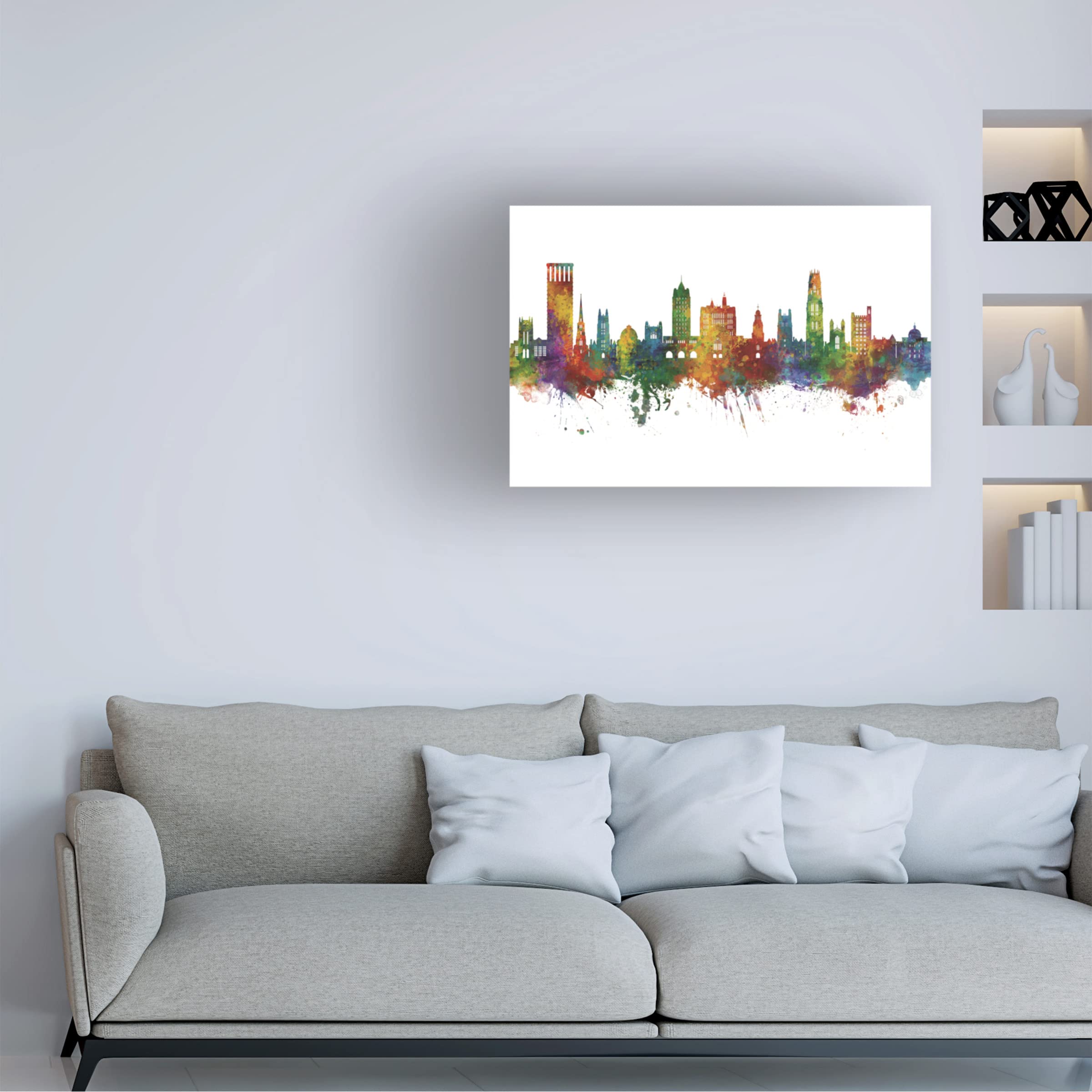 Michael Tompsett 'New Haven Connecticut Skyline' Canvas Wall Art Print - Modern Cityscape Home Decor for Living Room, Office & Bedroom