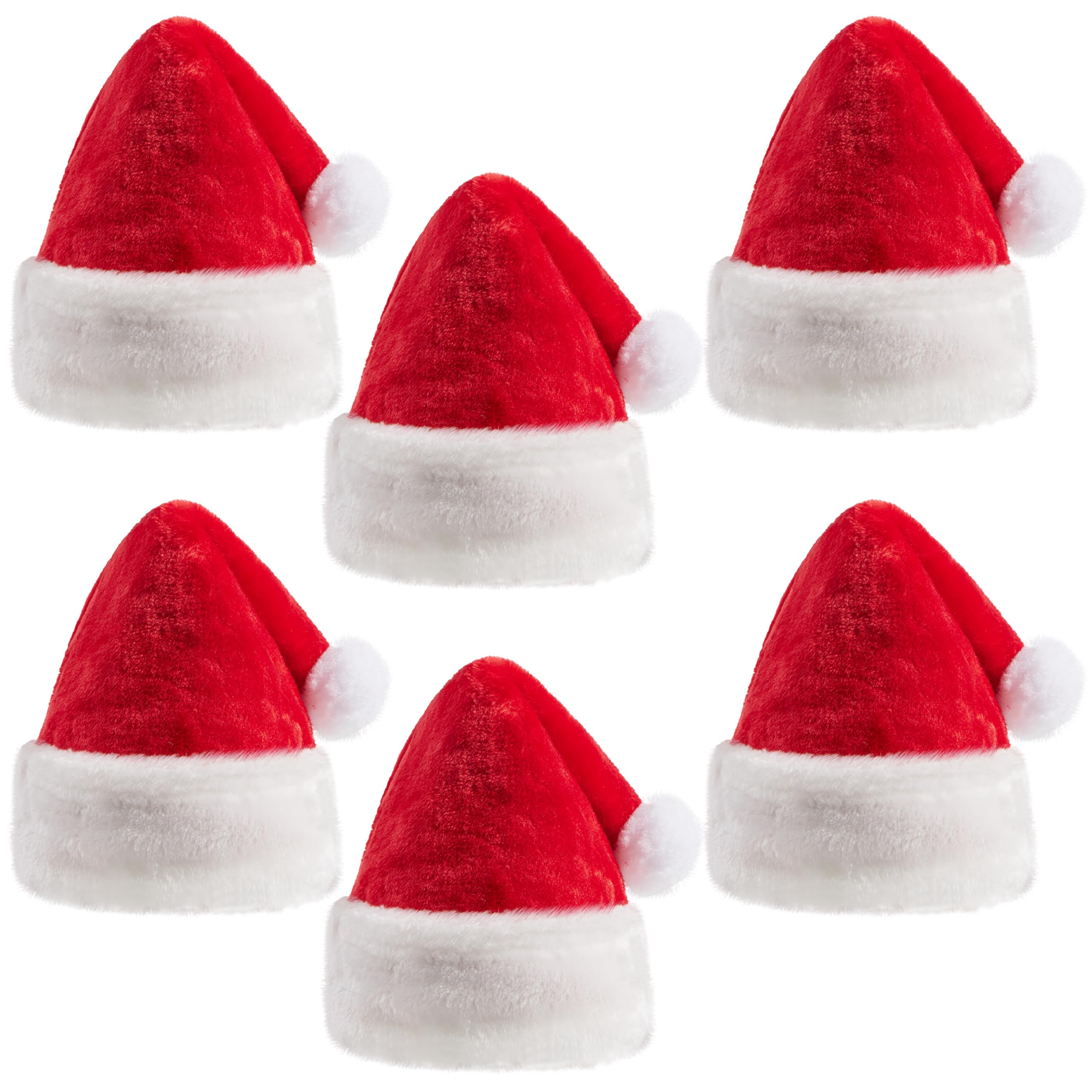 JOYIN 12 Pack Christmas Santa Hats - Plush Red Velvet Santa Claus Hats with White Fur Trim (12.5 x 20 Inches) for Holiday Parties, Christmas Decorations & Festive Gift Giving