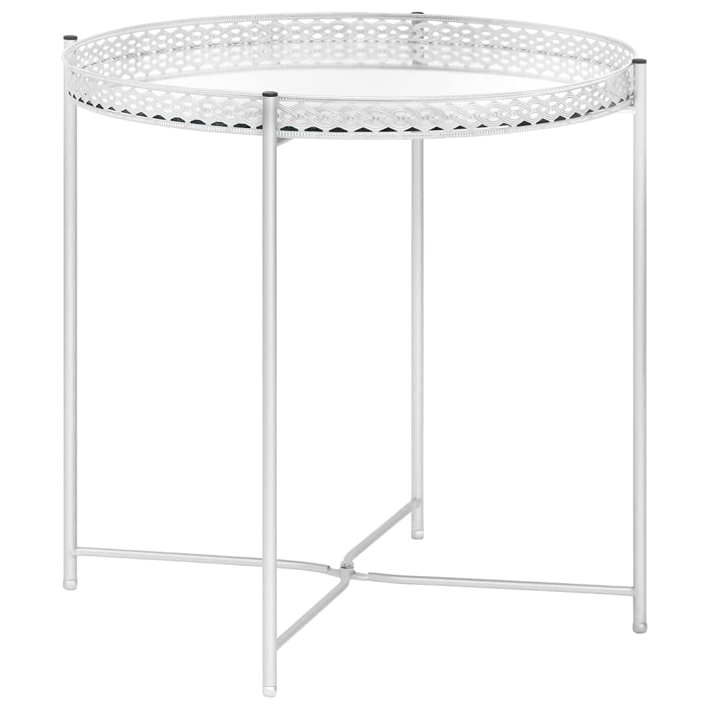 Vintage Silver Glass Coffee Table - Modern Nightstand for Bedroom Decor
