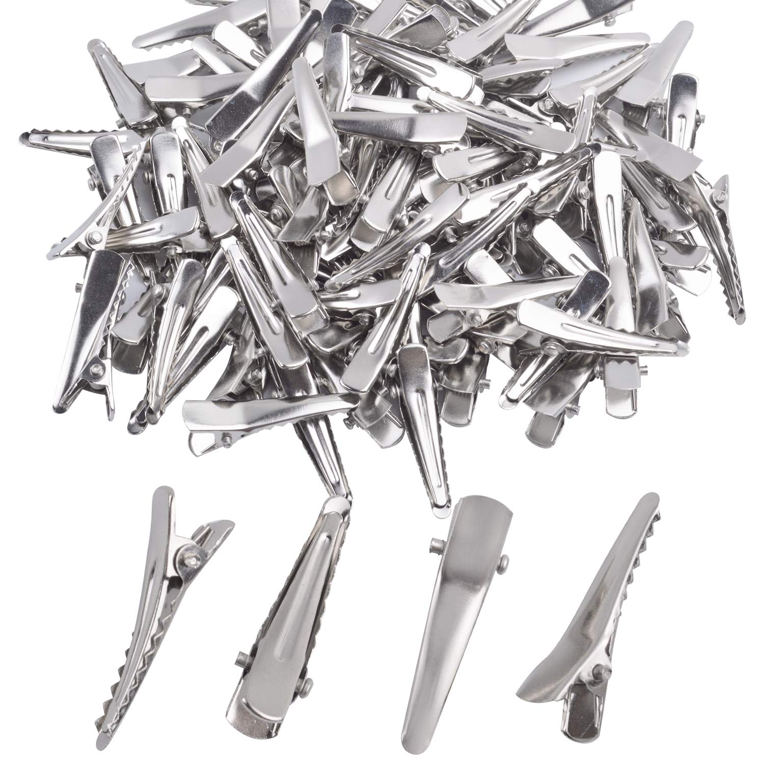 30MM Small Alligator Hair Clips - 100pcs Silver Metal Hair Pins with Teeth for Women & Girls | Hair Styling, DIY Crafts, Braids & Updos | Perfect for Salons, Weddings & Daily Hair Care