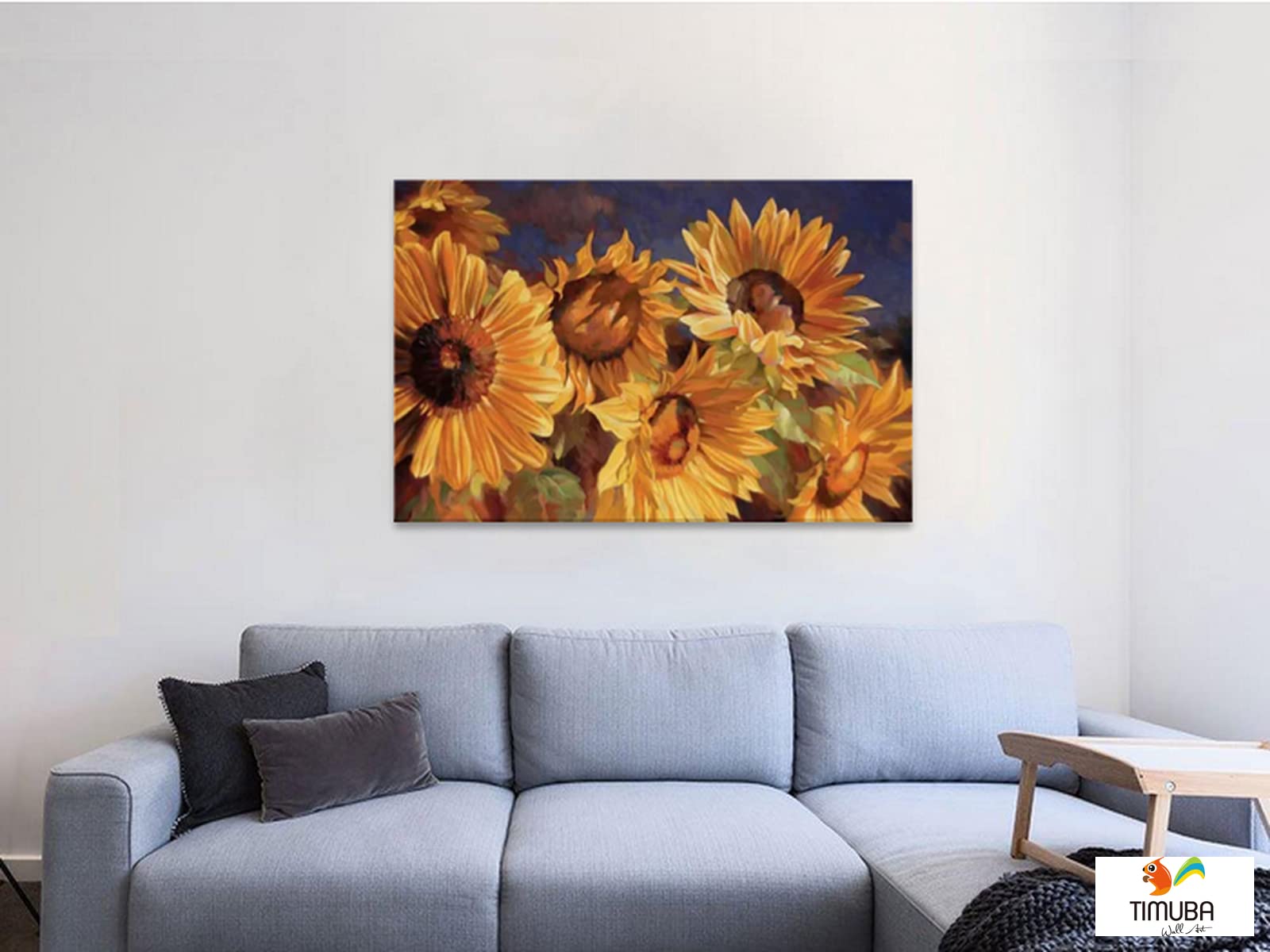 Sunflower Wall Art - Yellow Sunflowers Field Canvas Print, Framed Nature Landscape Painting for Kitchen & Bathroom Decor (28x40 Inches) - Perfect for Farmhouse, Boho & Rustic Home Decor