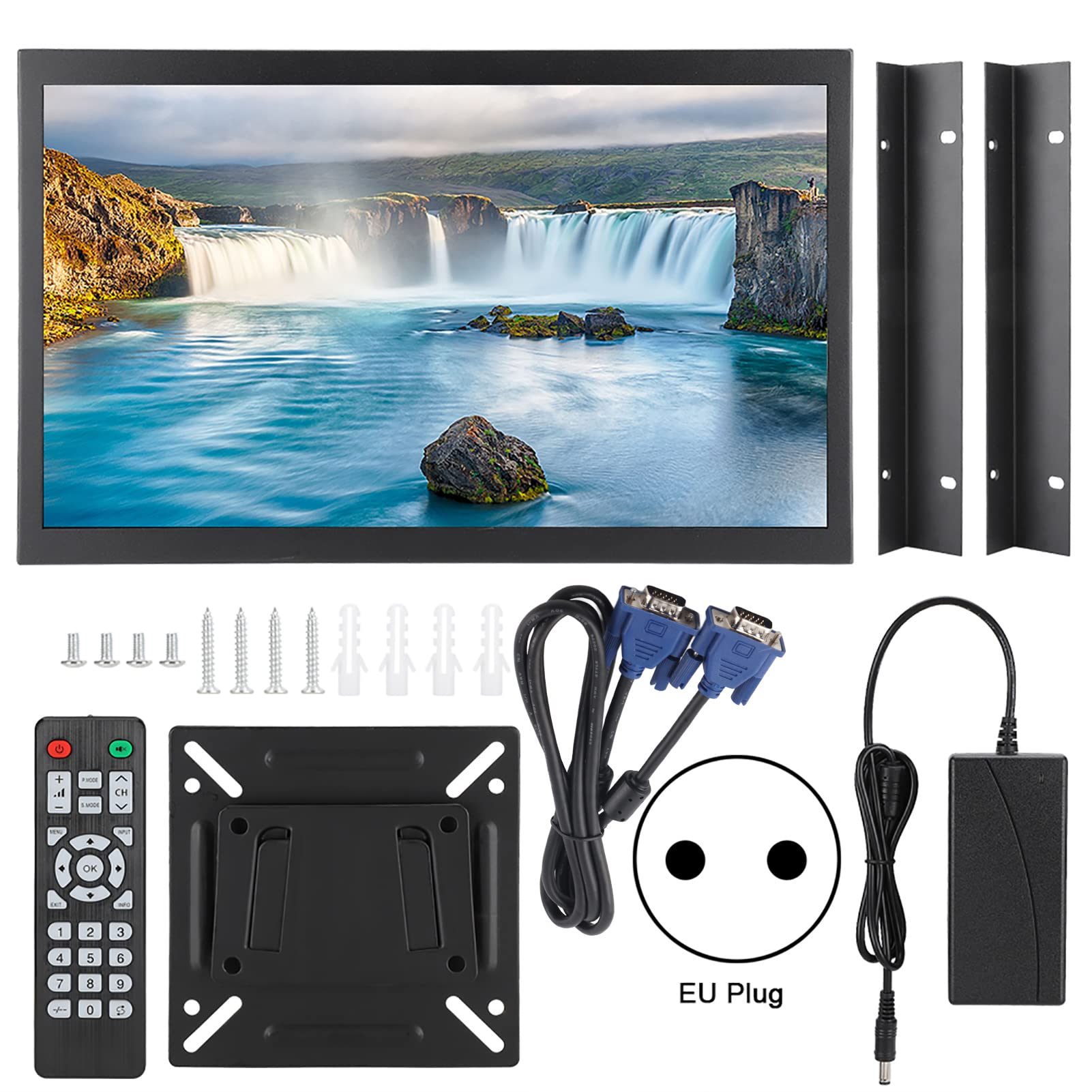 17.3 Inch Bewinner Portable Touchscreen Monitor - Full HD 1920x1080 TFT Display with HDMI/VGA/USB Ports - Metal Industrial External Screen for Laptop, PC, CCTV - Perfect for Gaming, Office Work & Security Surveillance