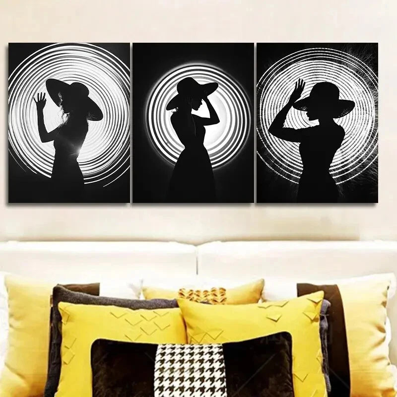 3-Piece 'The Girl Under the Circle' Wall Art Set - 40x60cm Framed Canvas Prints | High-Quality Australian-Made Home Decor | Ready to Hang for Living Room, Bedroom & Office