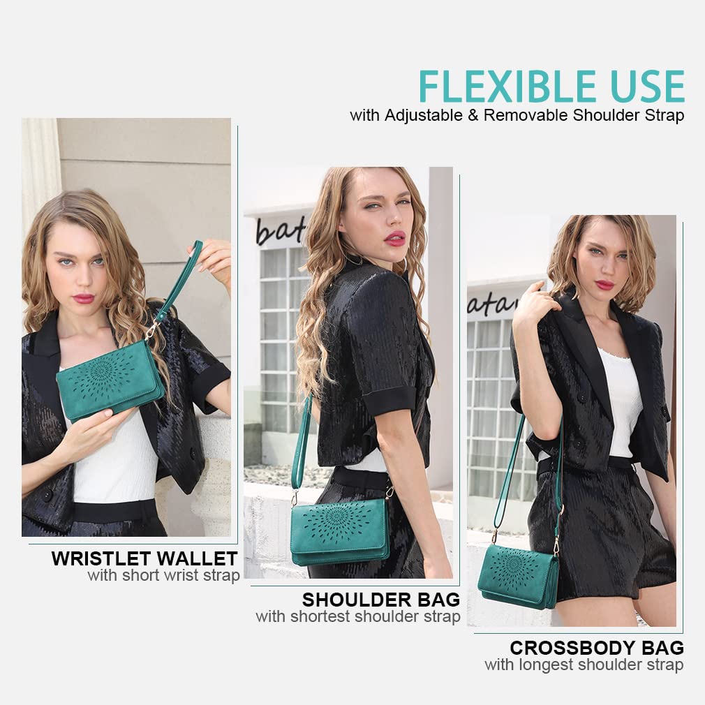 APHISON Women's RFID Blocking Crossbody Bag - Multi-Function Small Purse with Wristlet, Shoulder Strap & Card Holder | Perfect for Travel, Shopping & Everyday Use