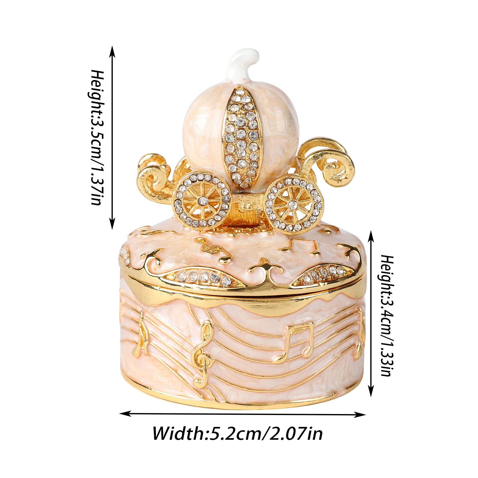 QIFU Hand Painted Pumpkin Carriage Jewelry Box - Elegant Trinket Storage & Gift Presentation Box for Necklaces, Rings & Keepsakes - Perfect for Disney Princess Themed Decor, Wedding Favors & Christmas Gifts