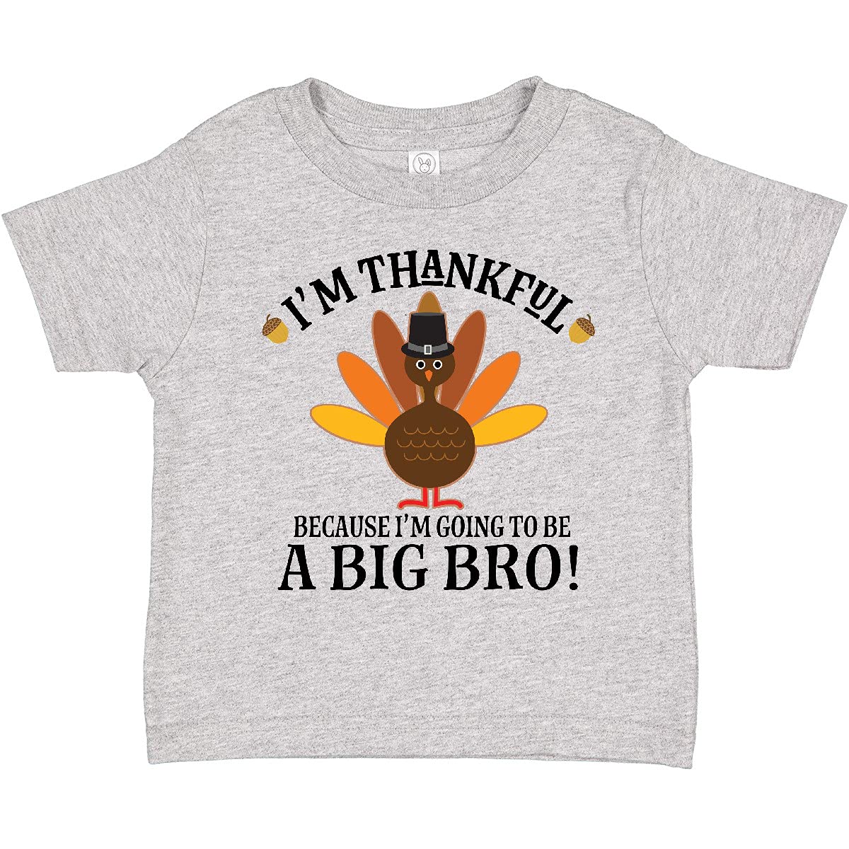 Inktastic Big Bro Announcement Thanksgiving Toddler T-Shirt - Cute Sibling Reveal Outfit for Holiday Family Gatherings & Photo Shoots