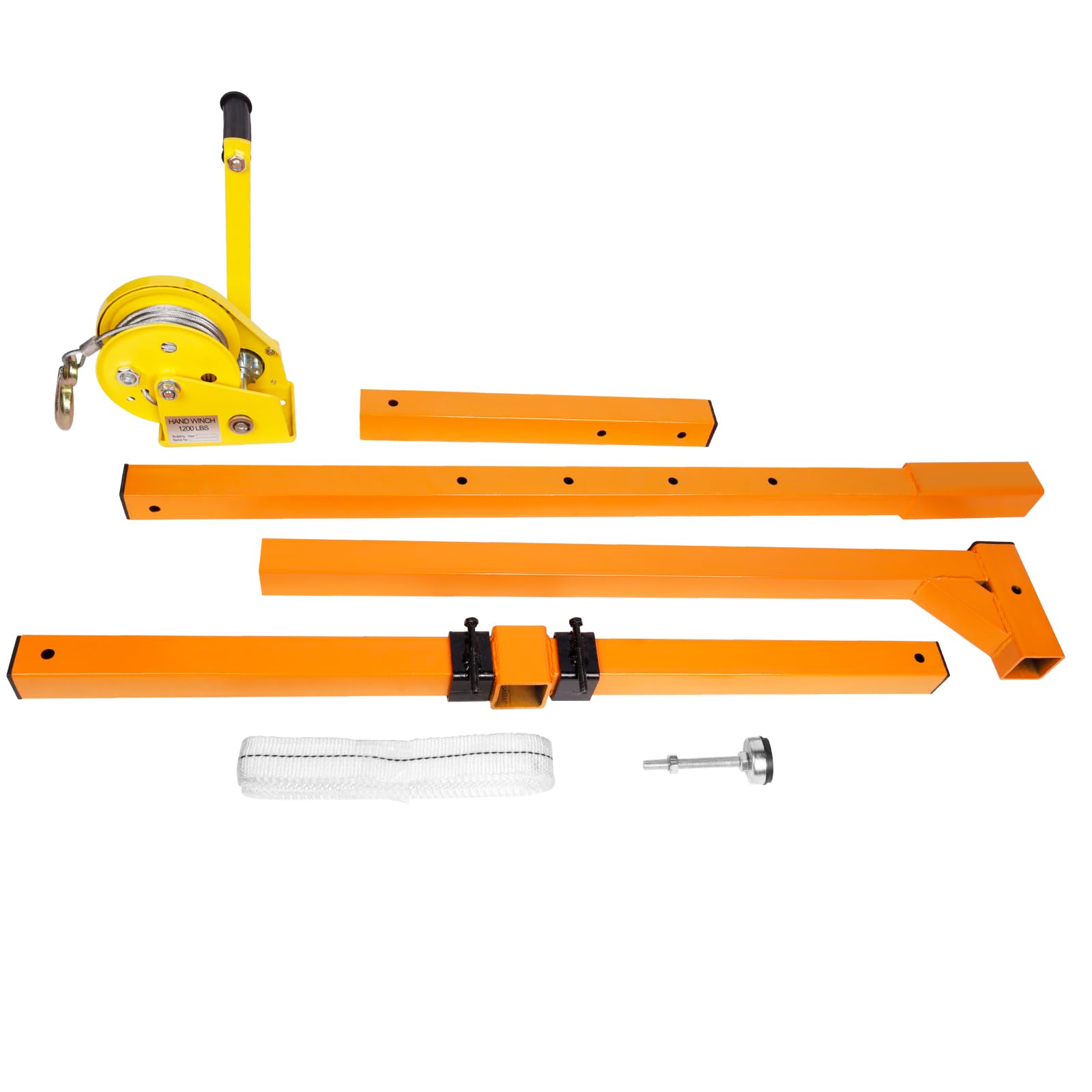 Orange AC Installation Lifting Tool - Alloy Steel Wire Rope Hand Winch Crane for HVAC Units | Durable Stainless Steel Mounting | Perfect for Window & Rooftop AC Installation