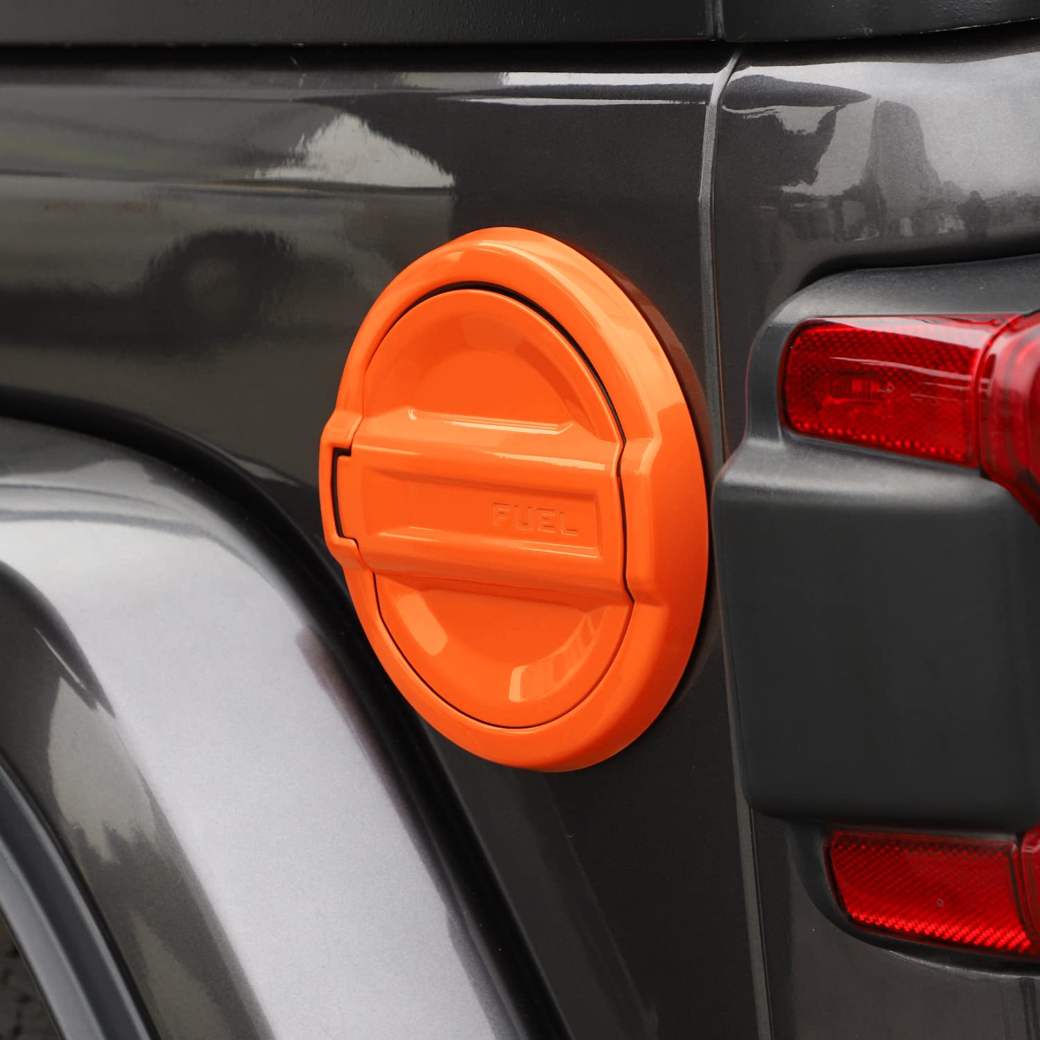 Linskip Gas Door Cover for 2021-2024 Jeep Wrangler 4XE | Fuel Tank Cap Cover | Exterior Accessories (Orange) | Perfect for Off-Roading & Jeep Customization