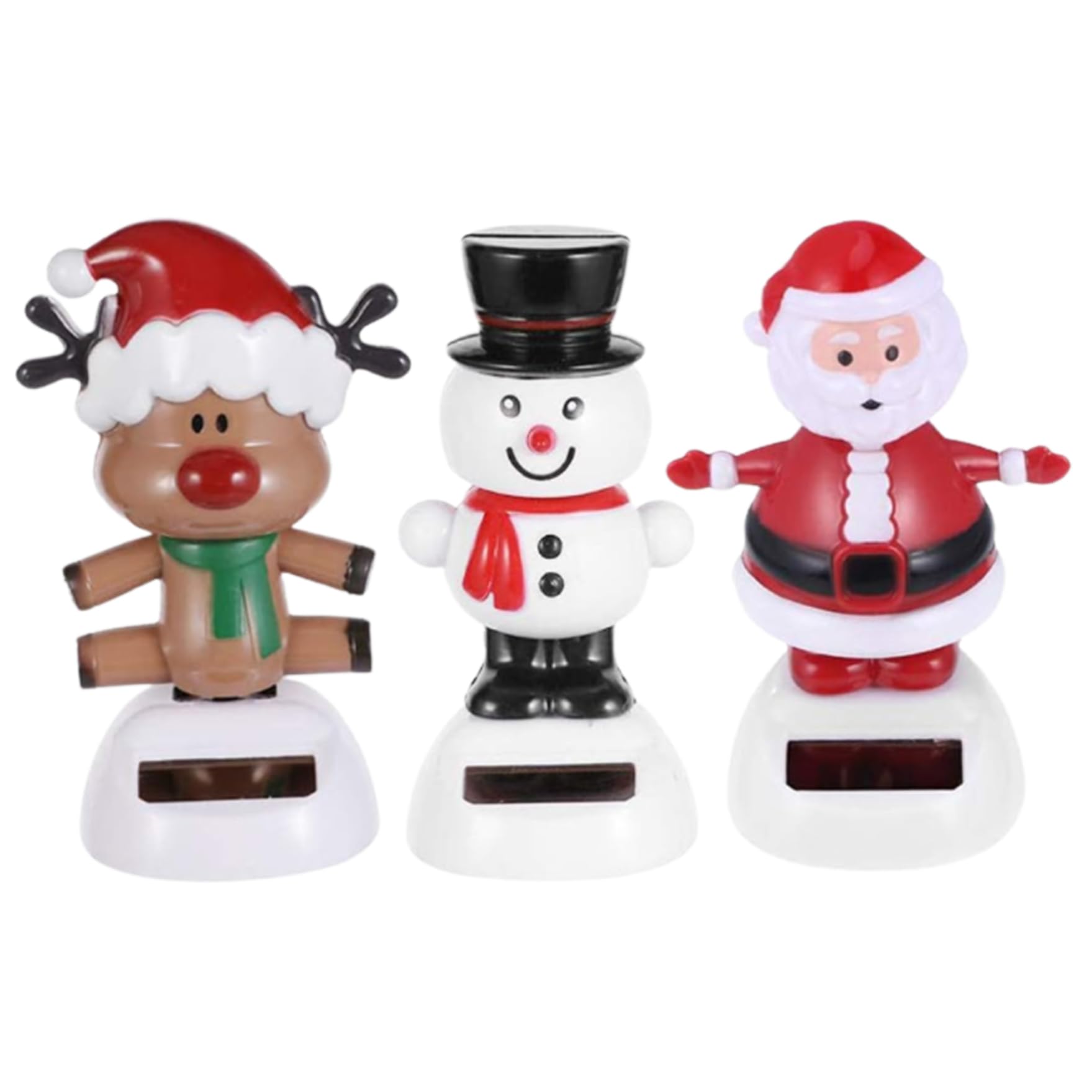 Solar Dancing Toys Set of 3 - Elk, Santa & Snowman Christmas Decorations | Solar Powered Head Shaking Desk Toys for Car Dashboard, Office & Home Decor | Perfect for Holiday Gifts, Window Sills & Workspace Decorations