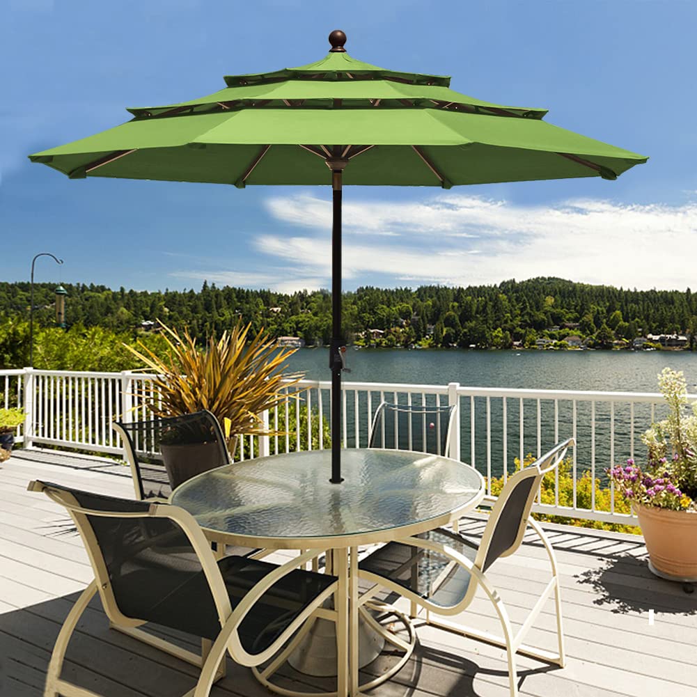 EliteShade USA 10-Year Fade-Resistant 9FT 3-Tier Patio Umbrella with Ventilation - Outdoor Market Umbrella for Table, Macaw Green | Perfect for Backyard, Poolside, Restaurant & Outdoor Dining