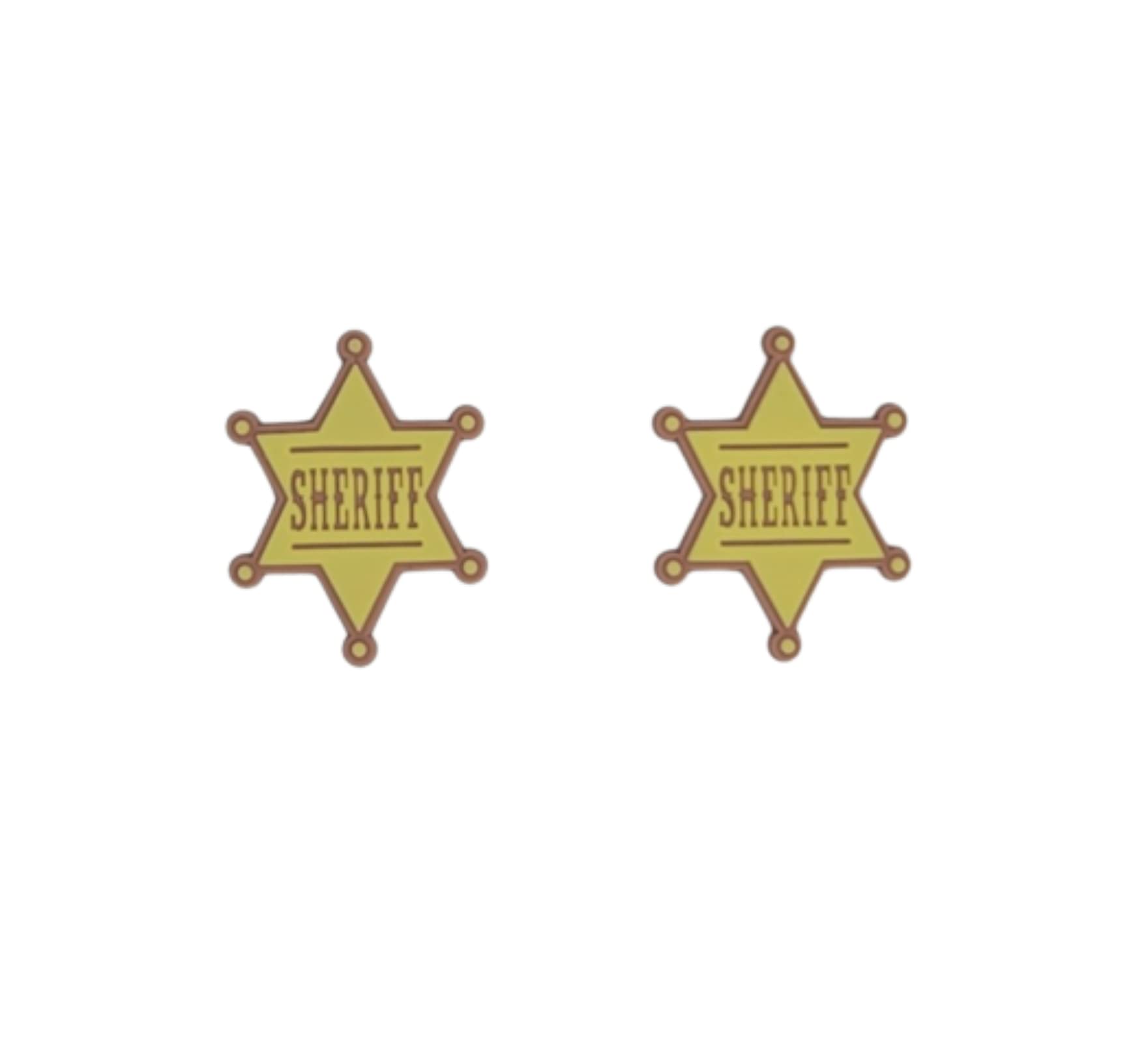 Western Sheriff Badge Shoe Charms for Crocs Clogs - 2-Piece Multicolor Set | Fun Western Accessories for Kids & Adults | Perfect for Cowboy-Themed Parties, Costumes & Everyday Fashion