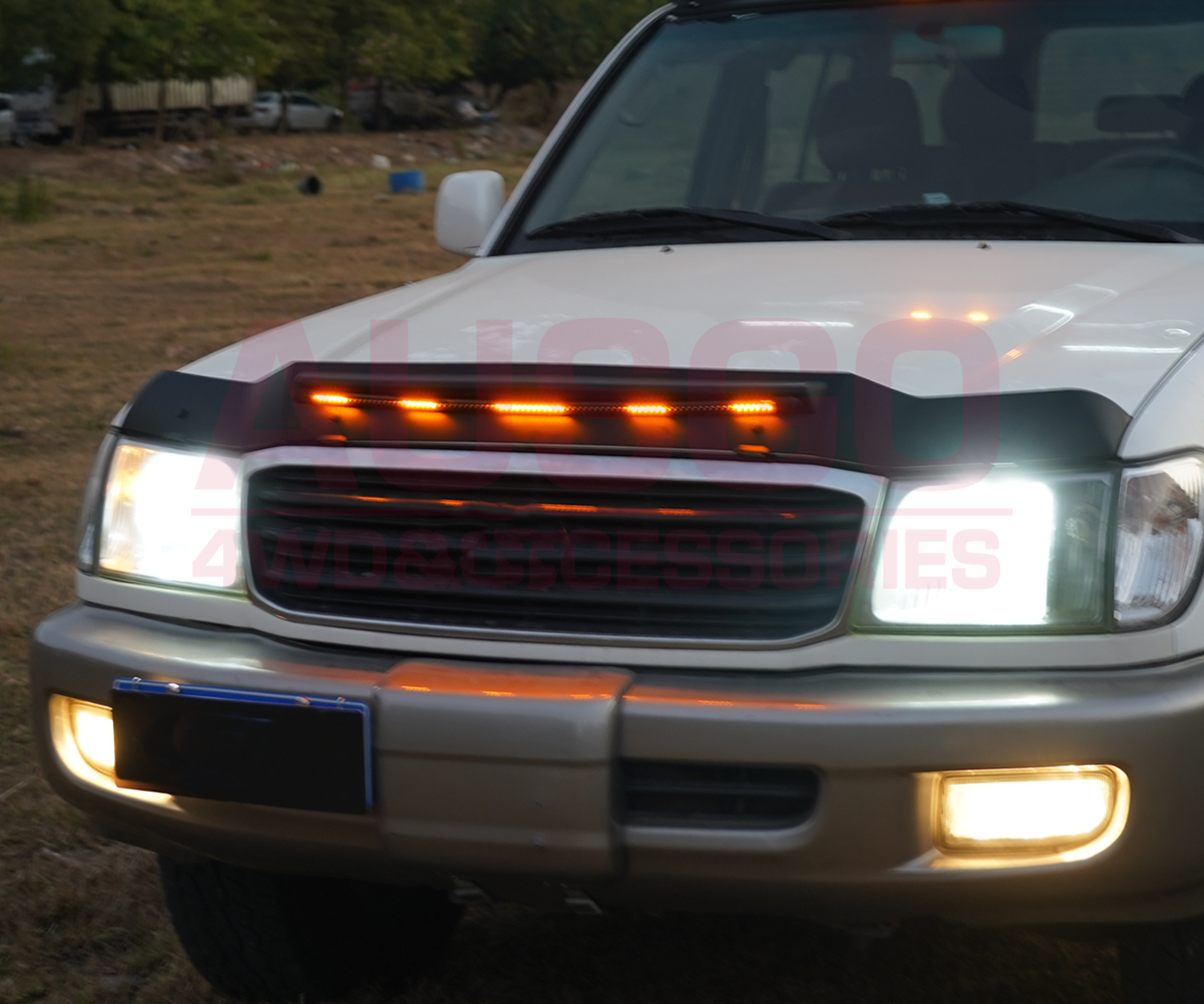 LED Bonnet Protector for Toyota Land Cruiser 100 (LC100) 1998-2007 Model | Durable Hood Guard with Light | Perfect for Off-Road Adventures & Night Driving