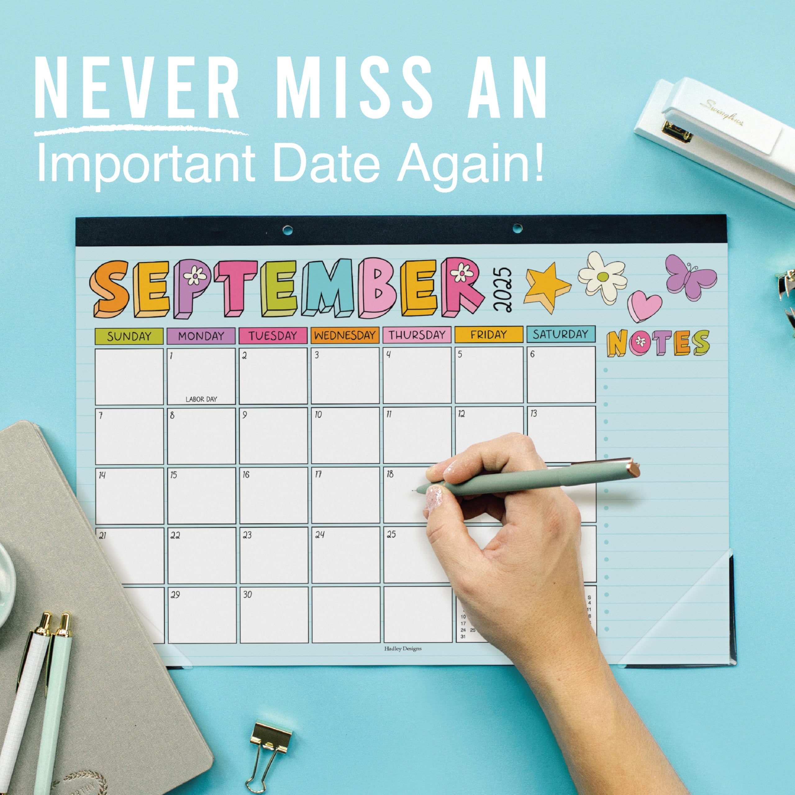Hadley Designs 2025-2026 Large 18-Month Desk Calendar - 17