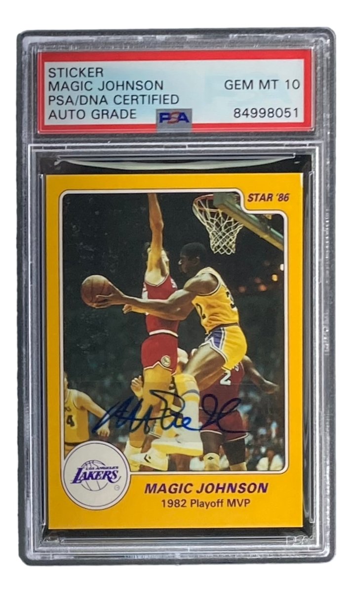 Magic Johnson Signed 1986 LA Lakers #10 Star Trading Card PSA/DNA Gem MT 10 - Rare Collectible for Basketball Fans & Sports Memorabilia Enthusiasts - Perfect for Display, Investment or Gift