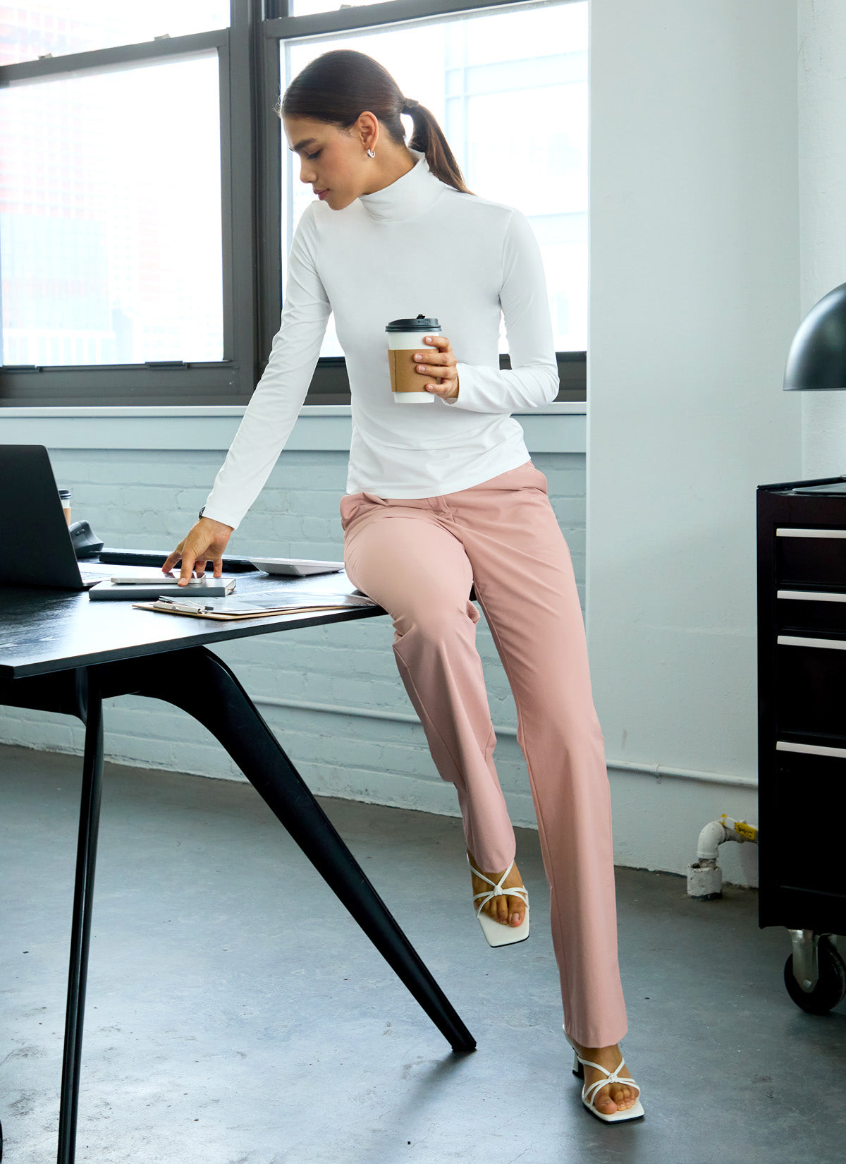 Women's Fluffy Bootcut Twill Pants - Soft & Stretchy Winter Slacks for Casual Wear & Office Outfits