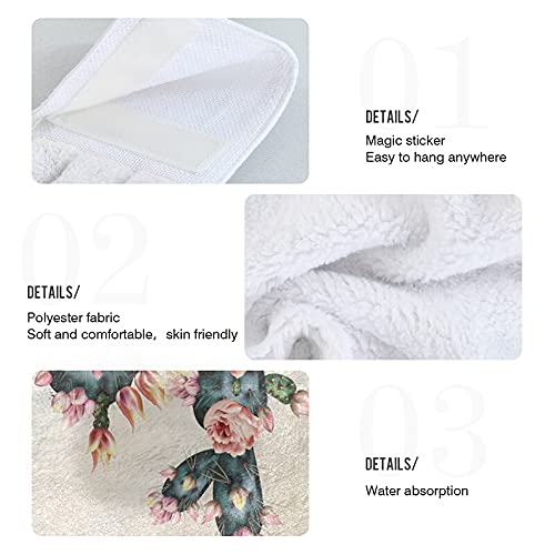 2 Pack Boho Rose Flower Indian Dream Catcher Kitchen Towels - Soft Microfiber Coral Velvet Hand Towels with Loops, Absorbent Dish Towels for Bathroom, Kitchen & Decor - Perfect for Washing Dishes, Drying Hands & Bohemian Home Decor